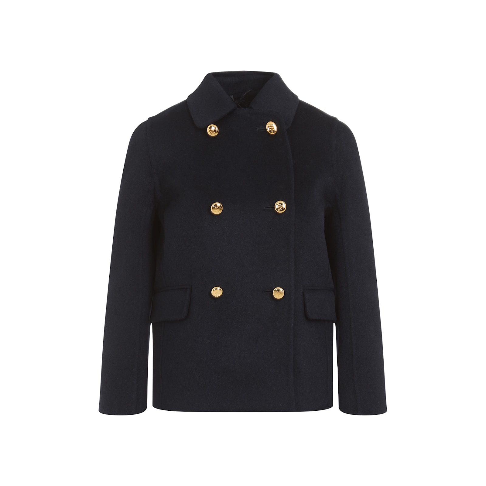Prada Double-breasted Blue Jacket With Gold Buttons And Tailored Fit In Bleu