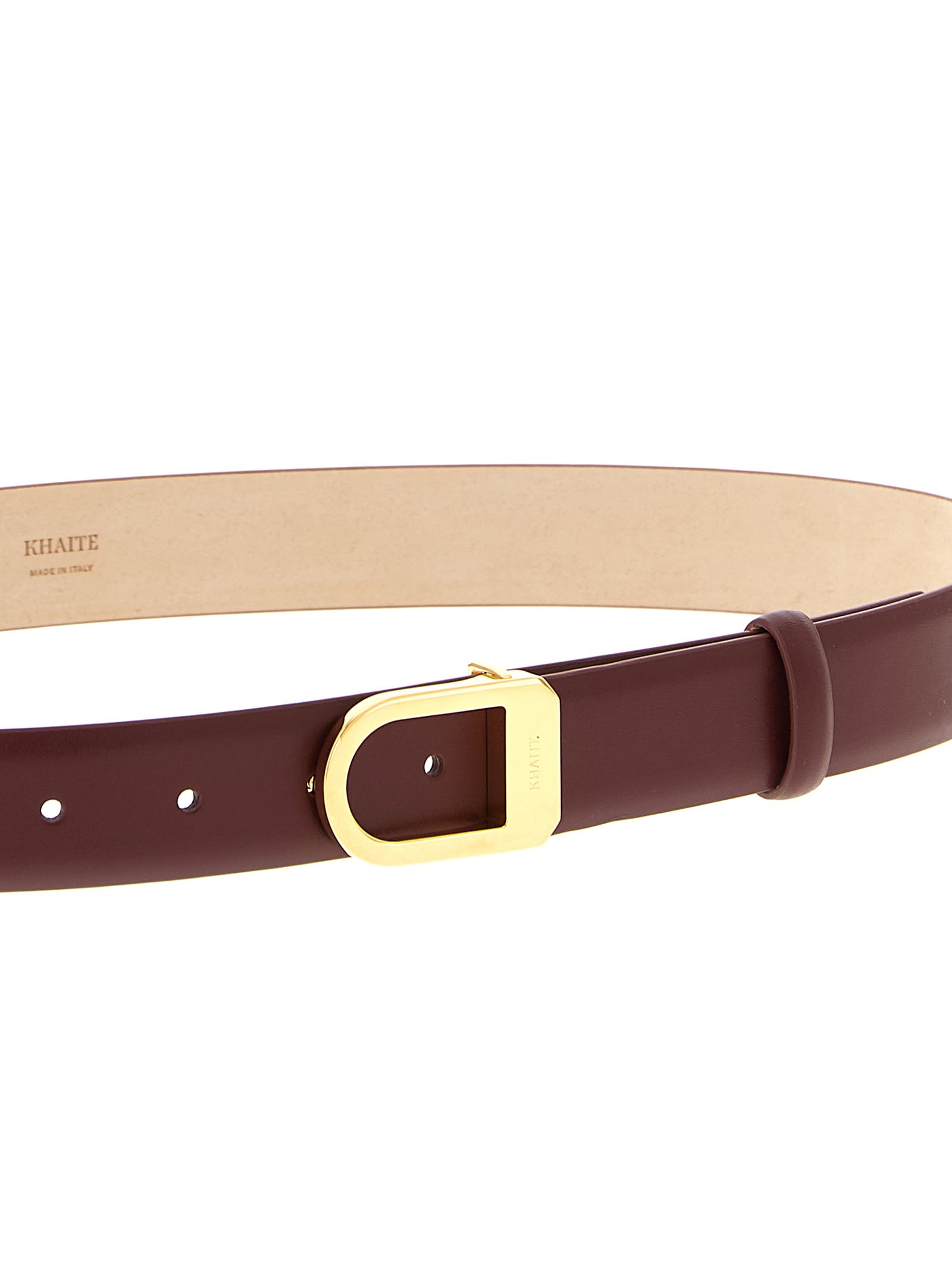 Khaite Smooth Saddle Leather Belt In Burgundy