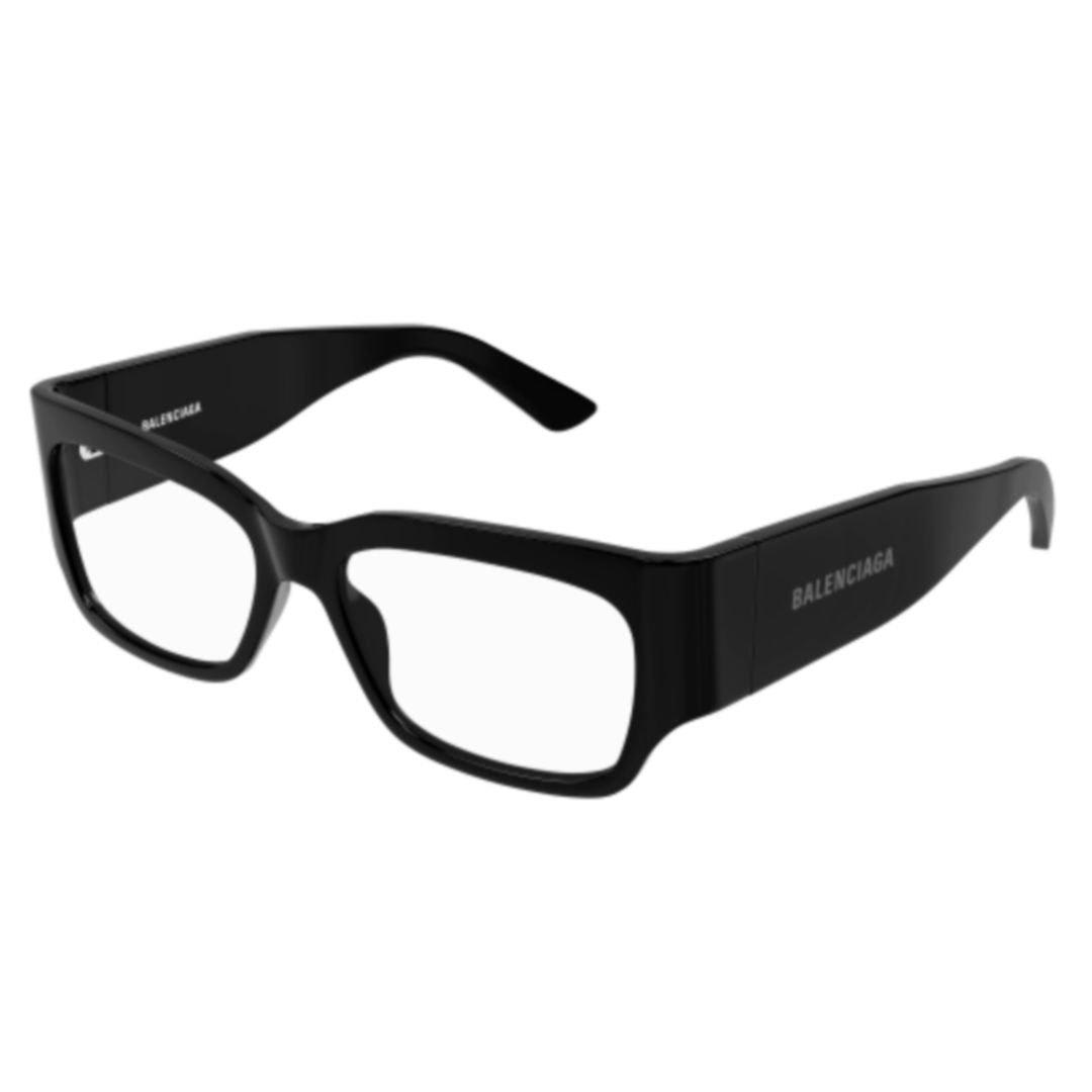 Shop Balenciaga Rectangular Frame Glasses In 001 Black Black Transpare