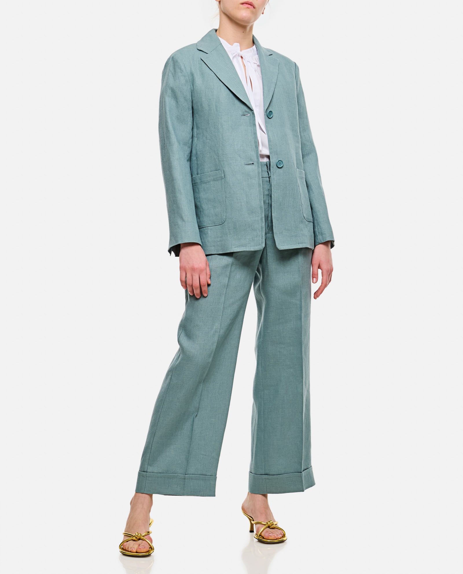 Shop 's Max Mara Salix Linen Pants In Clear Blue