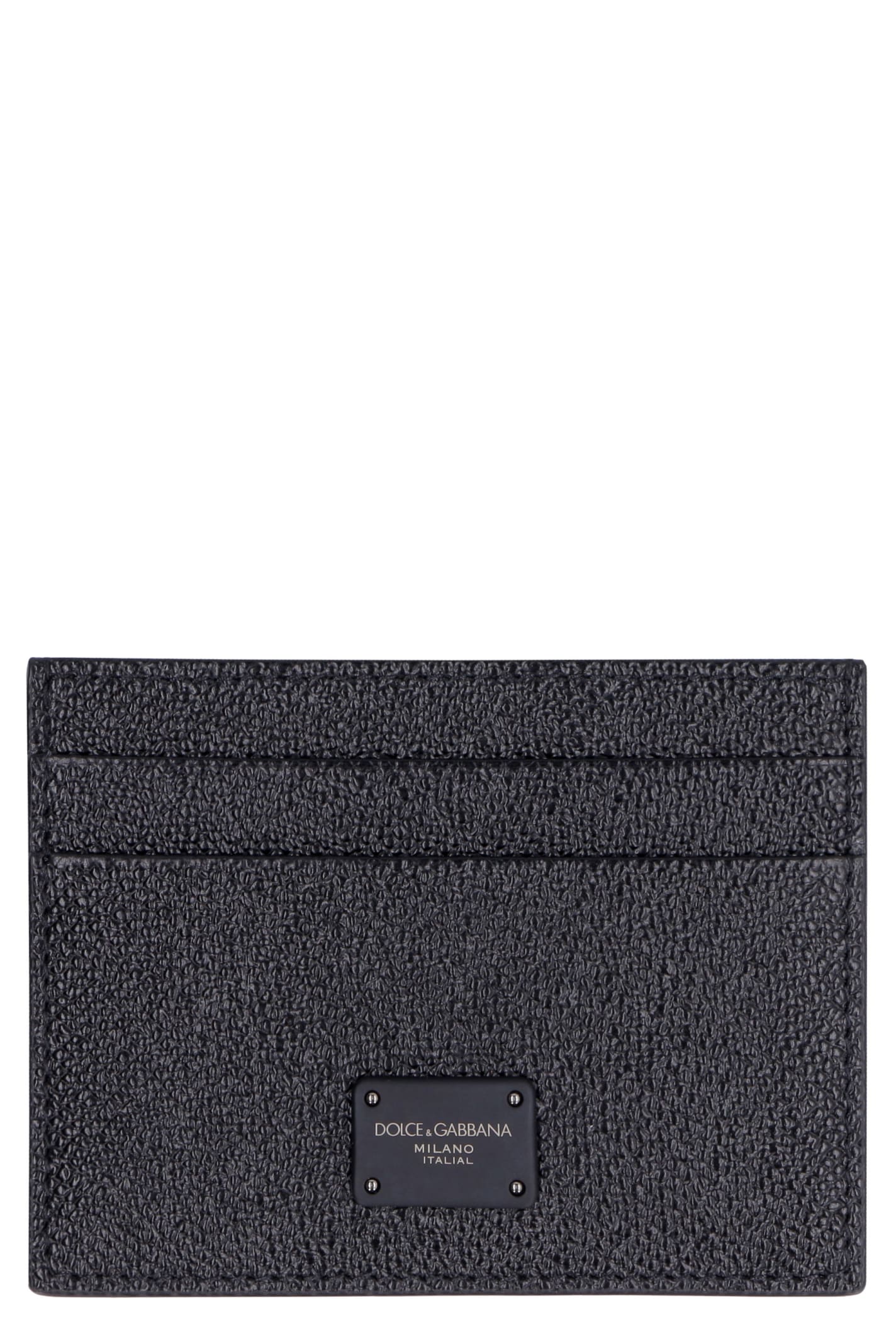 Dolce & Gabbana Dauphine Print Leather Card Holder In Black