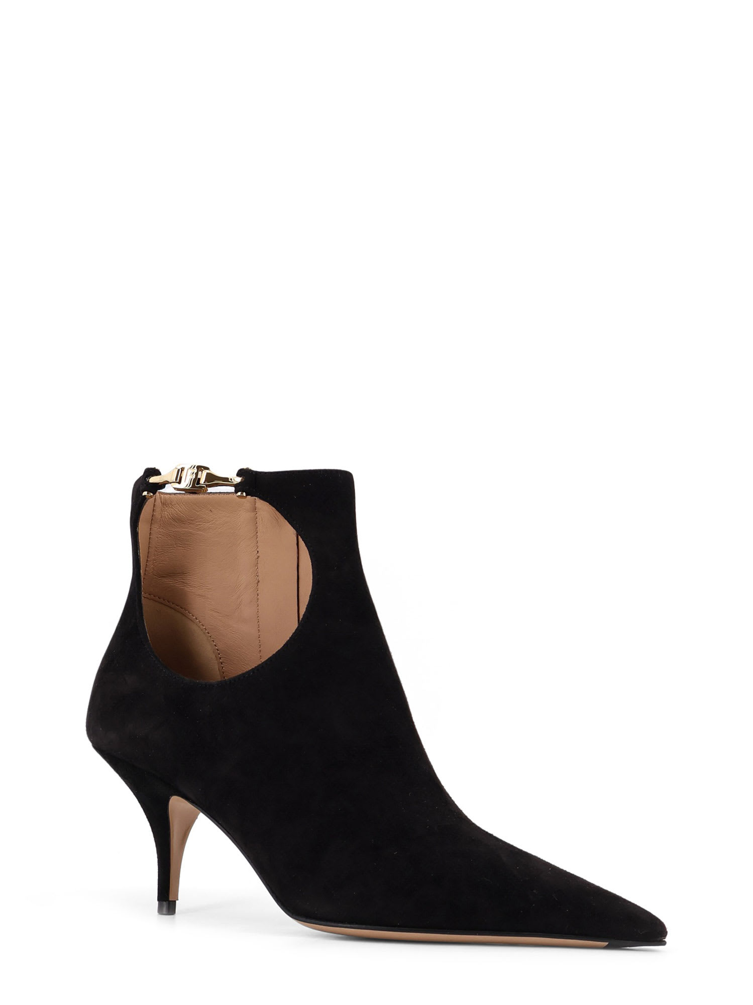 Ferragamo Agia 70 Cut-out Suede Ankle Boots In Black