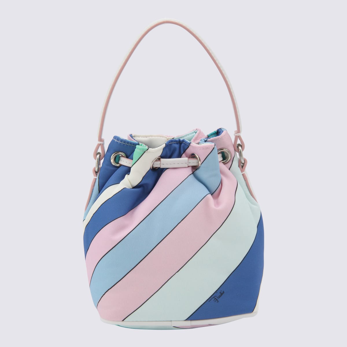 Shop Pucci Multicolor Yummy Bucket Bag In Celeste/bianco