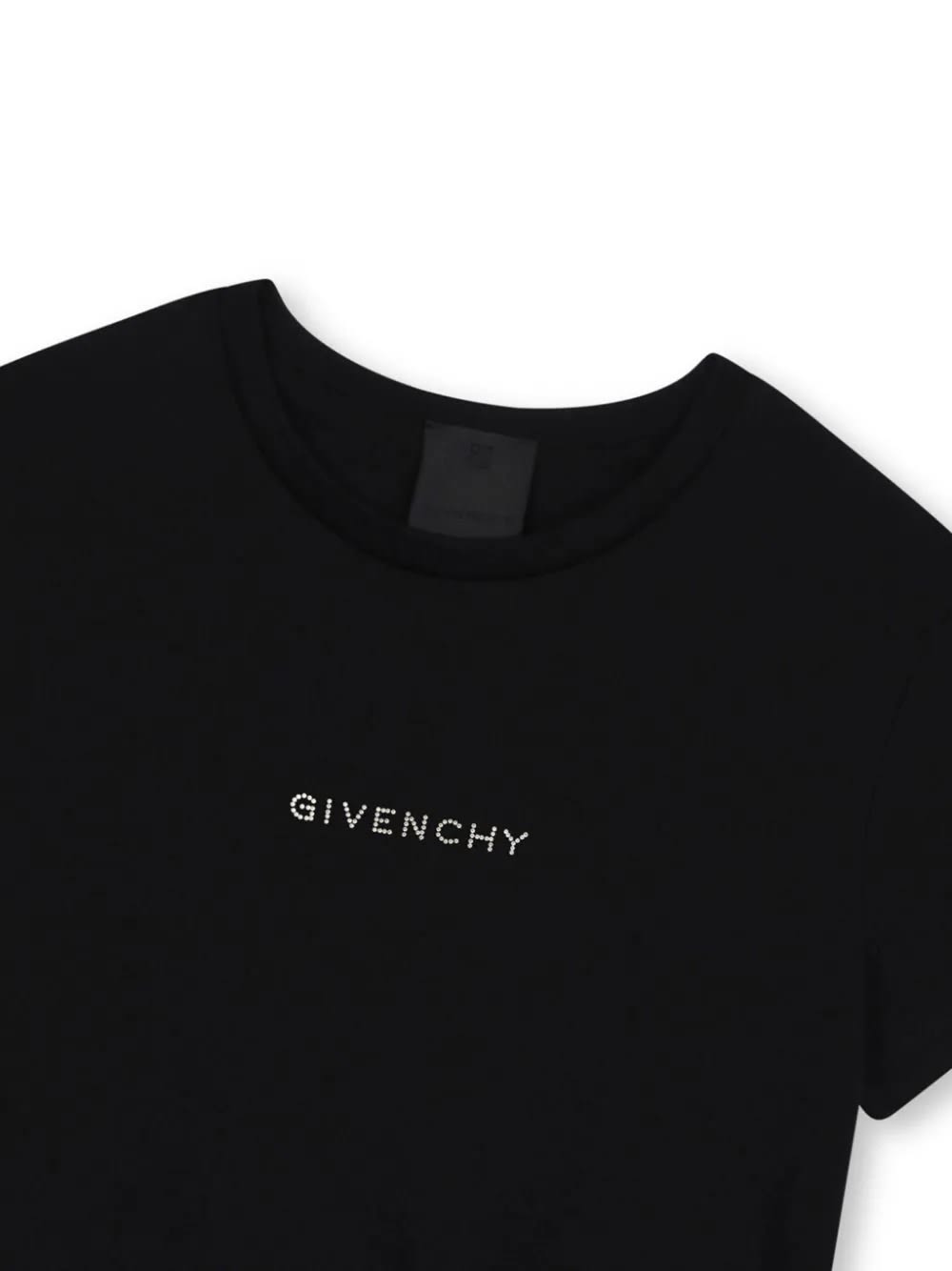 Shop Givenchy Black Peplum T-shirt With Rhinestone Logo