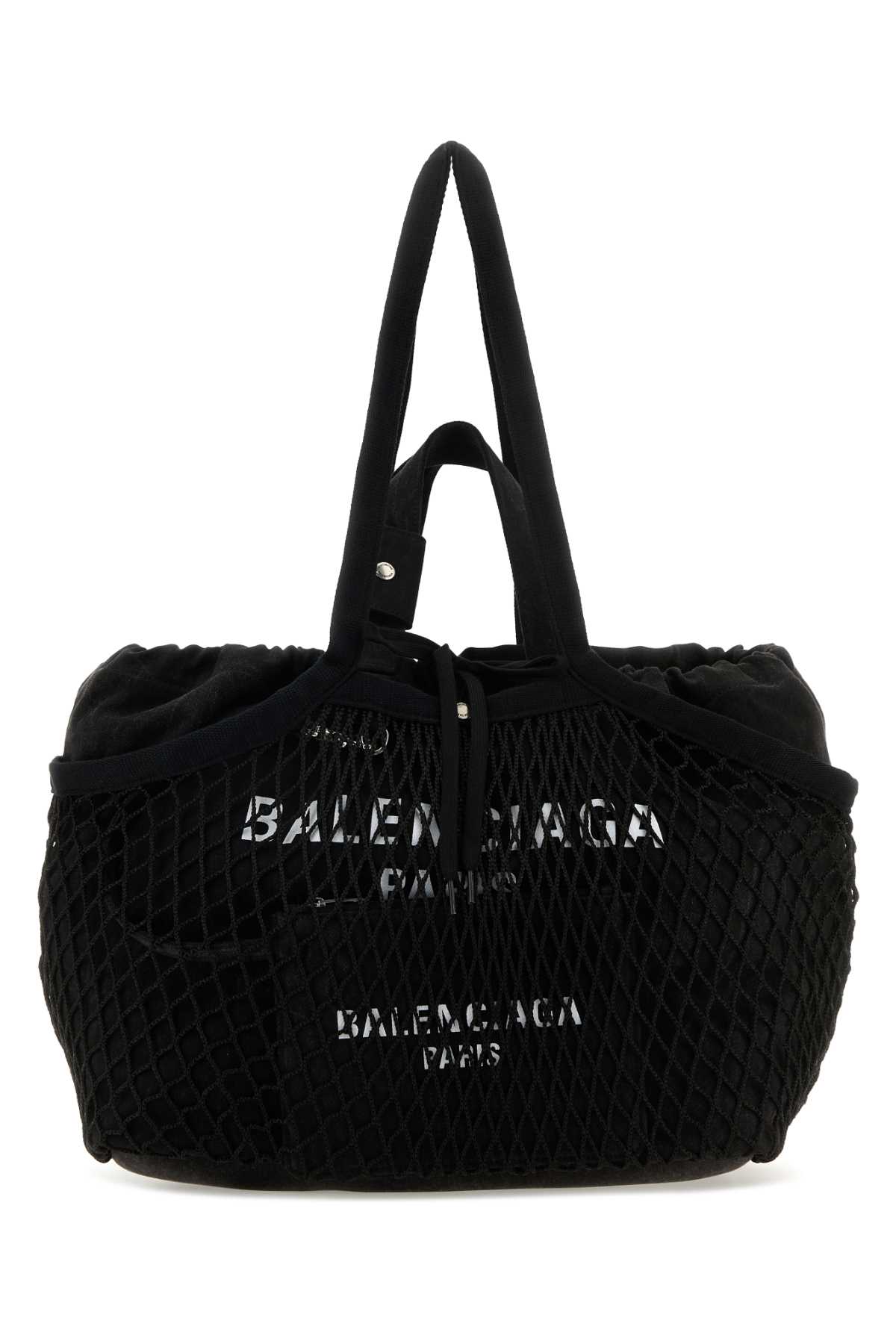 Shop Balenciaga Black Canvas And Mesh Medium 24/7 Shopping Bag