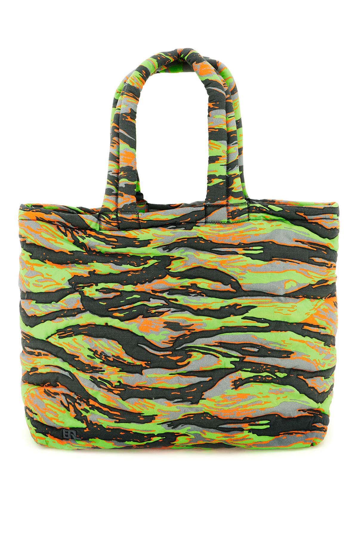 Shop Erl Camouflage Puffer Bag In  Green Rave Camo 1 (grey)