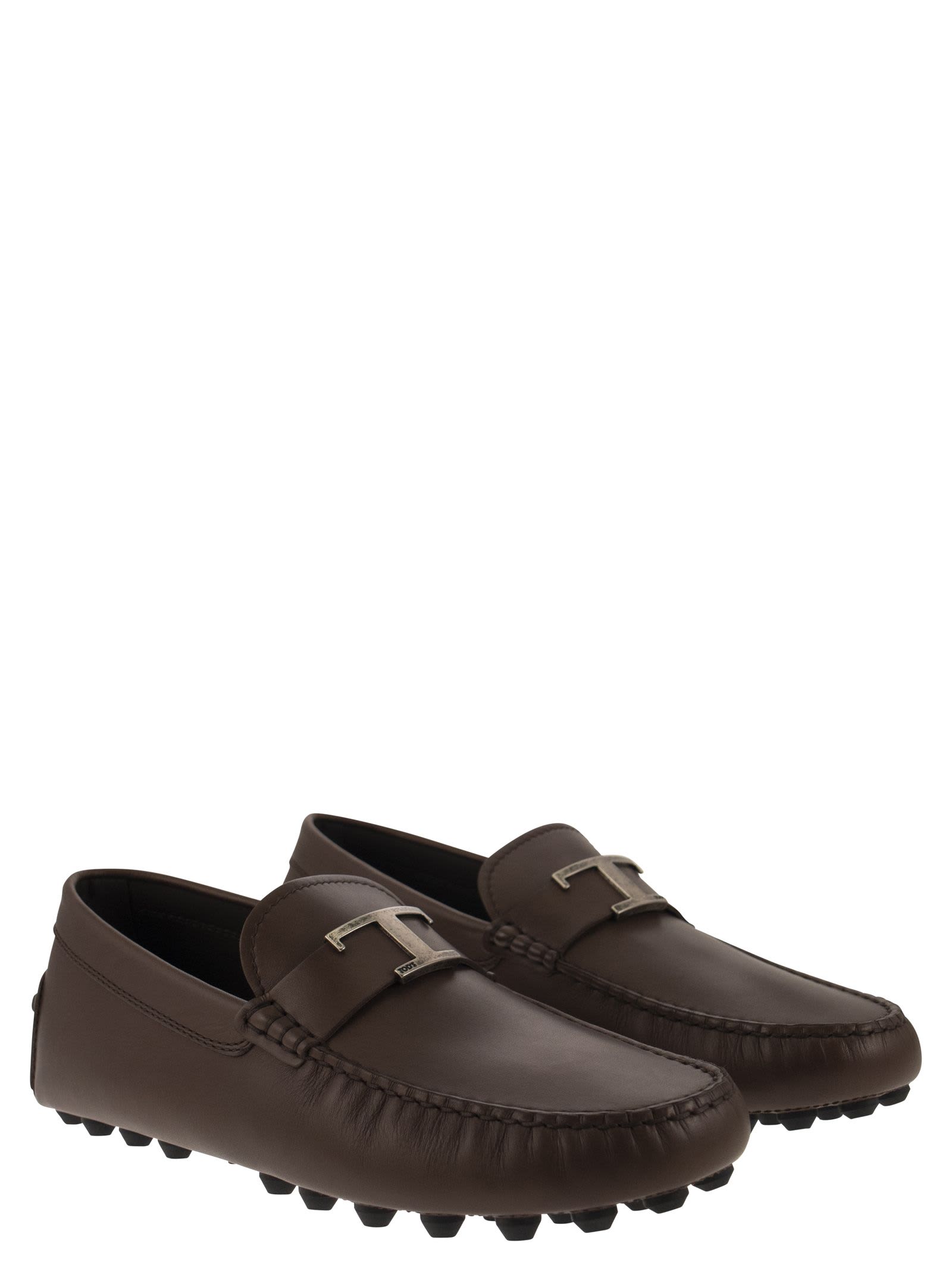 Shop Tod's Moccasin With Macro Rubbers In Brown