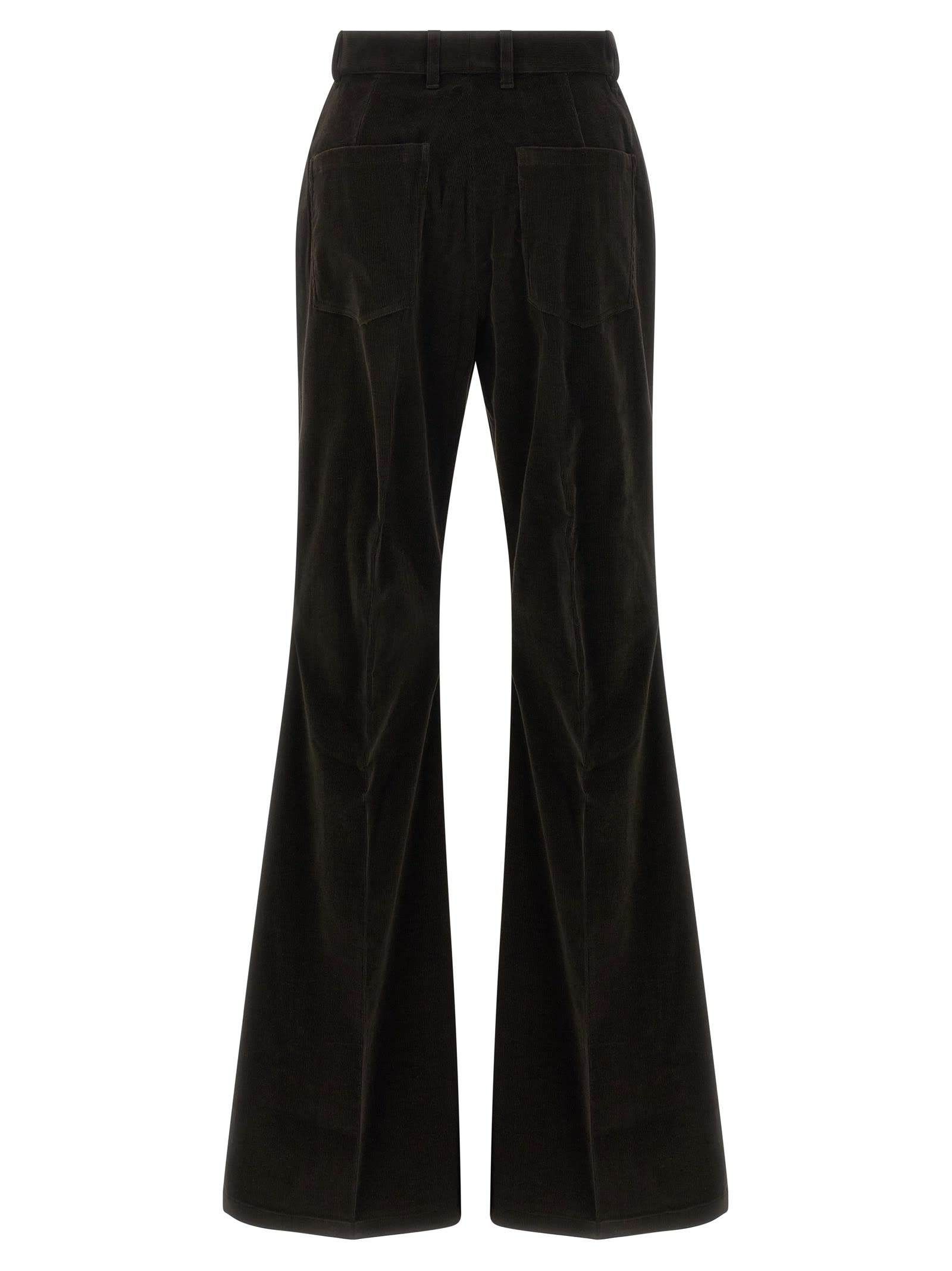 Ferragamo Velvet Trousers With Flared Leg And Belt Loops In Brown