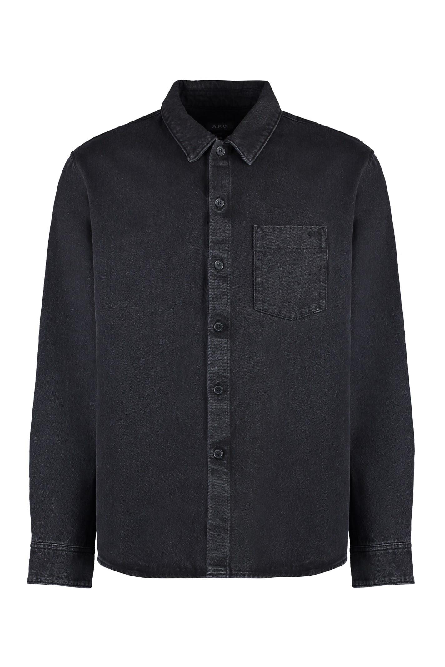 Shop Apc Vittorio Overshirt In Denim In Black