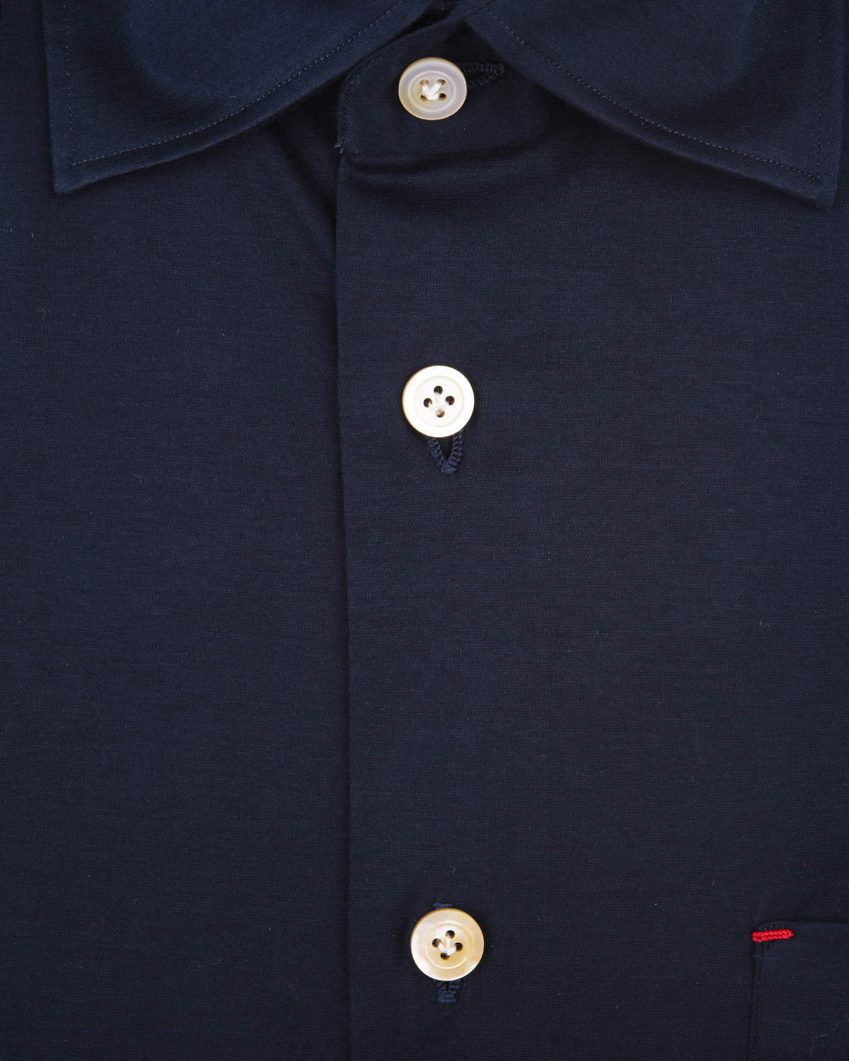 Shop Kiton Navy Blue Cotton Shirt