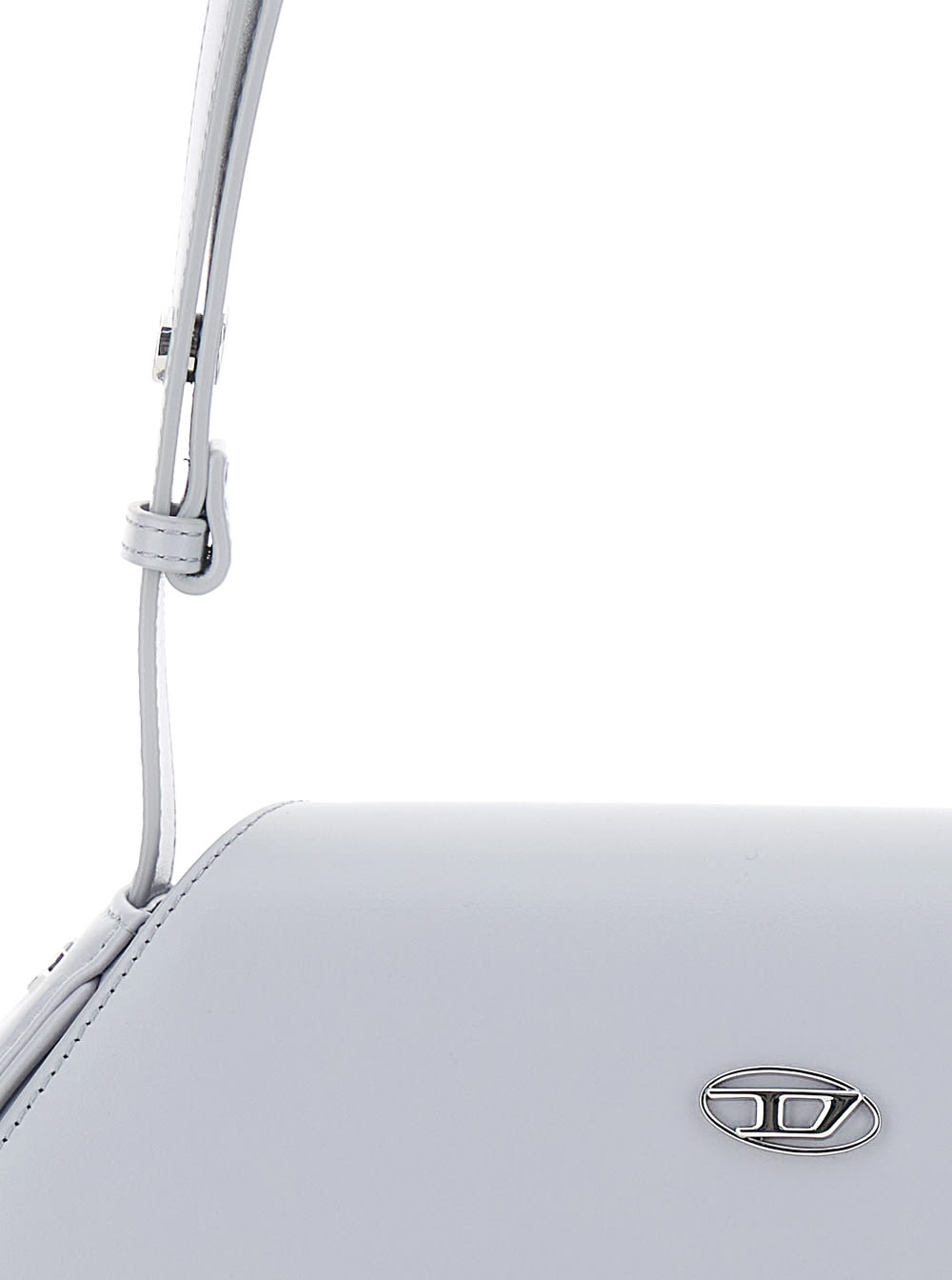 Diesel Play White Shoulder Bag With Logo Plate In Eco-leather Woman In Blue