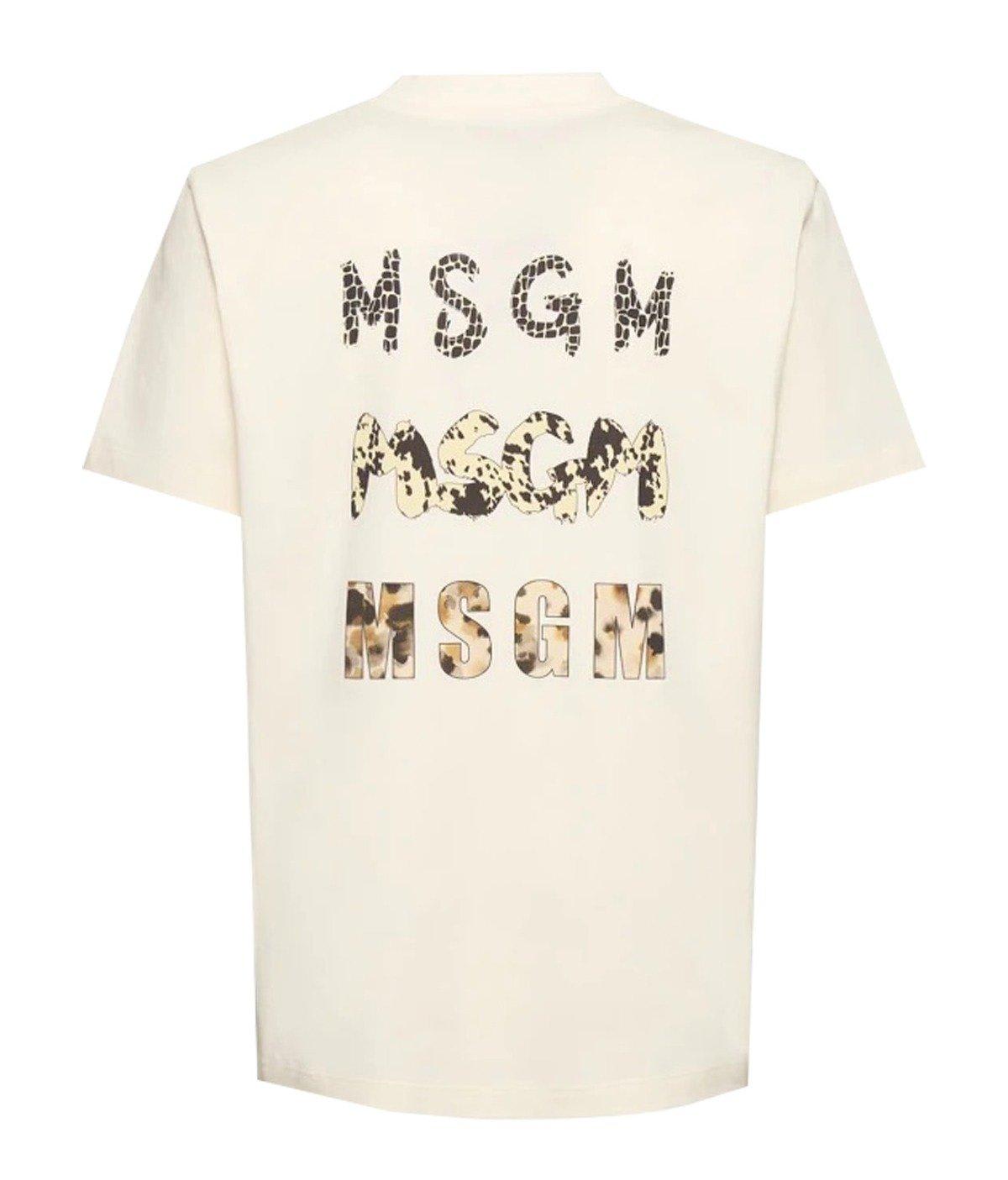 Shop Msgm Logo Printed Crewneck T-shirt In White