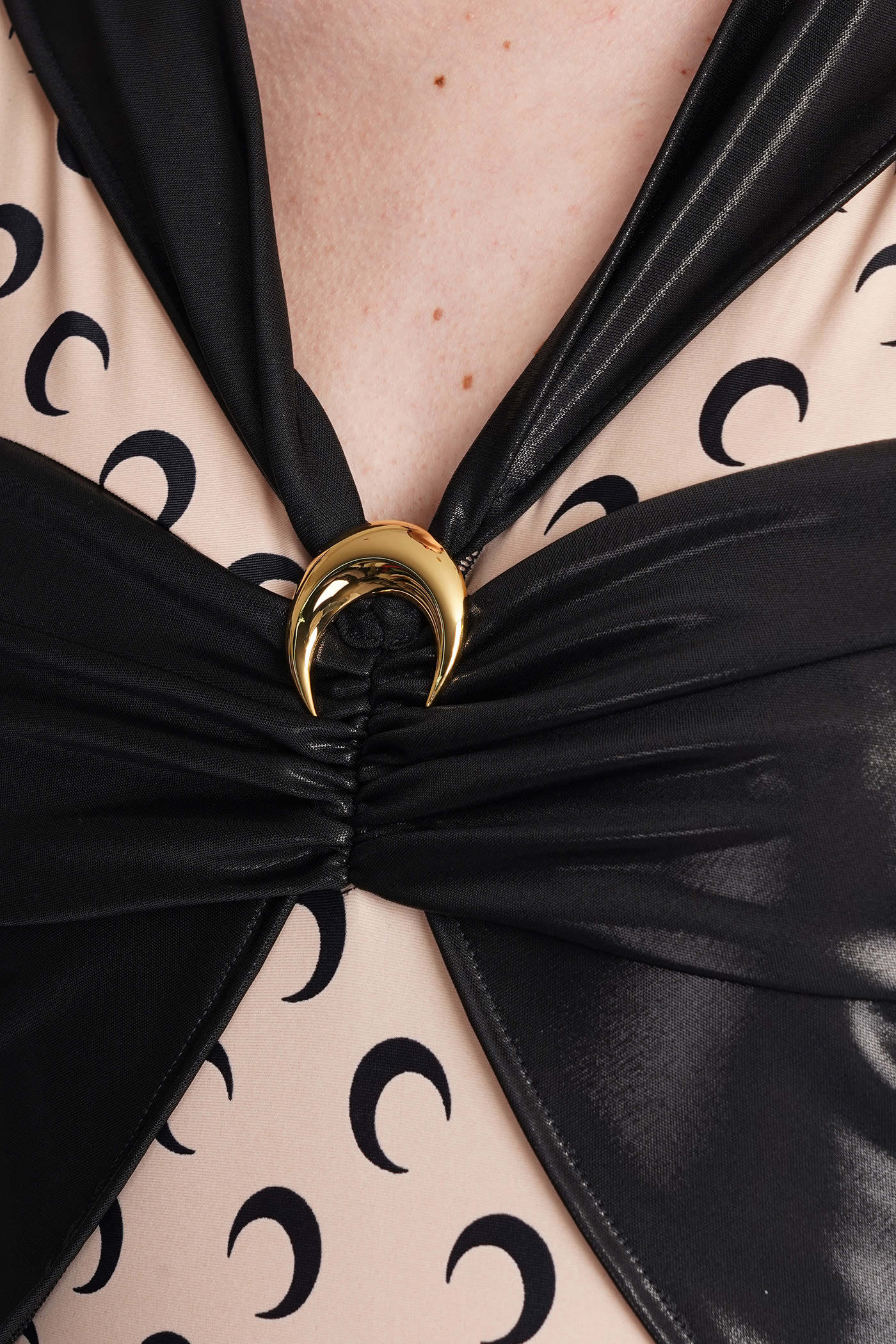 Marine Serre Draped Viscose Bodysuit In Black
