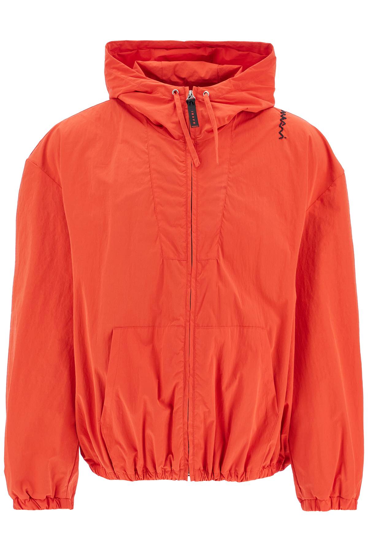Marni Hooded Jacket With Elasticated Hem And Side Pockets In Crimson (red)