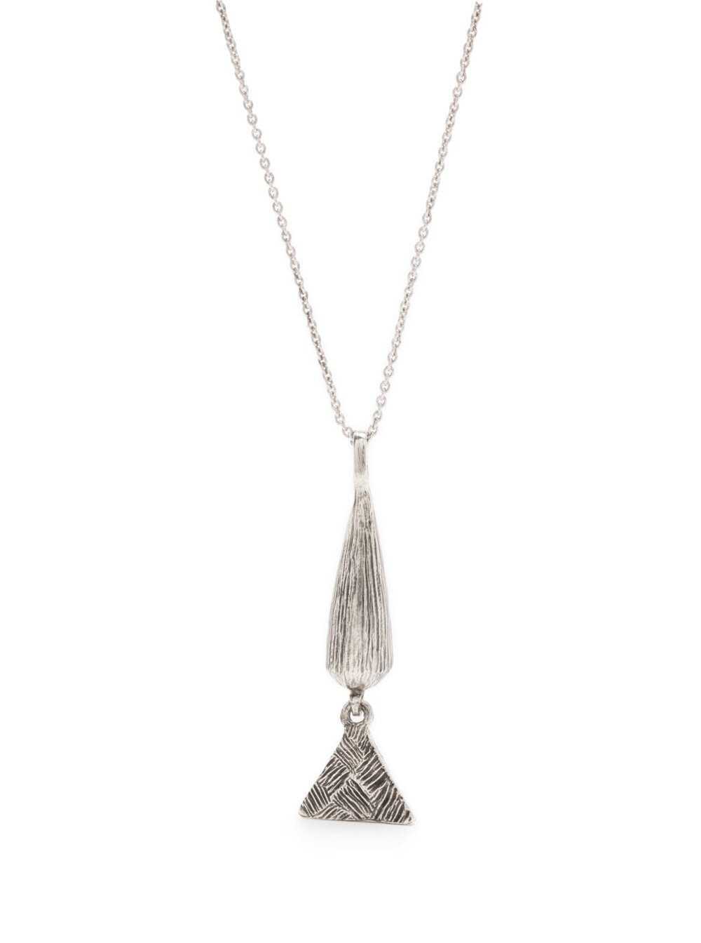 Shop Saint Laurent Long Silver-colored Chain Necklace With Conical And Triangular Charm In Brass Man In Metallic