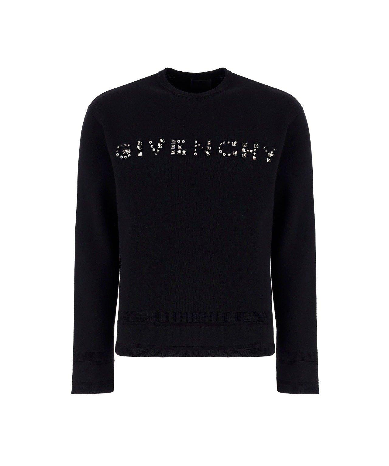 Shop Givenchy Stud Logo Detailed Sweatshirt In Black