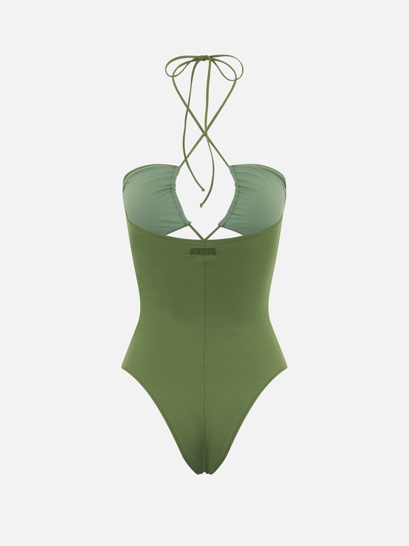 Mc2 Saint Barth Military Green Cutout One Piece Swimsuit Kinsley In Green