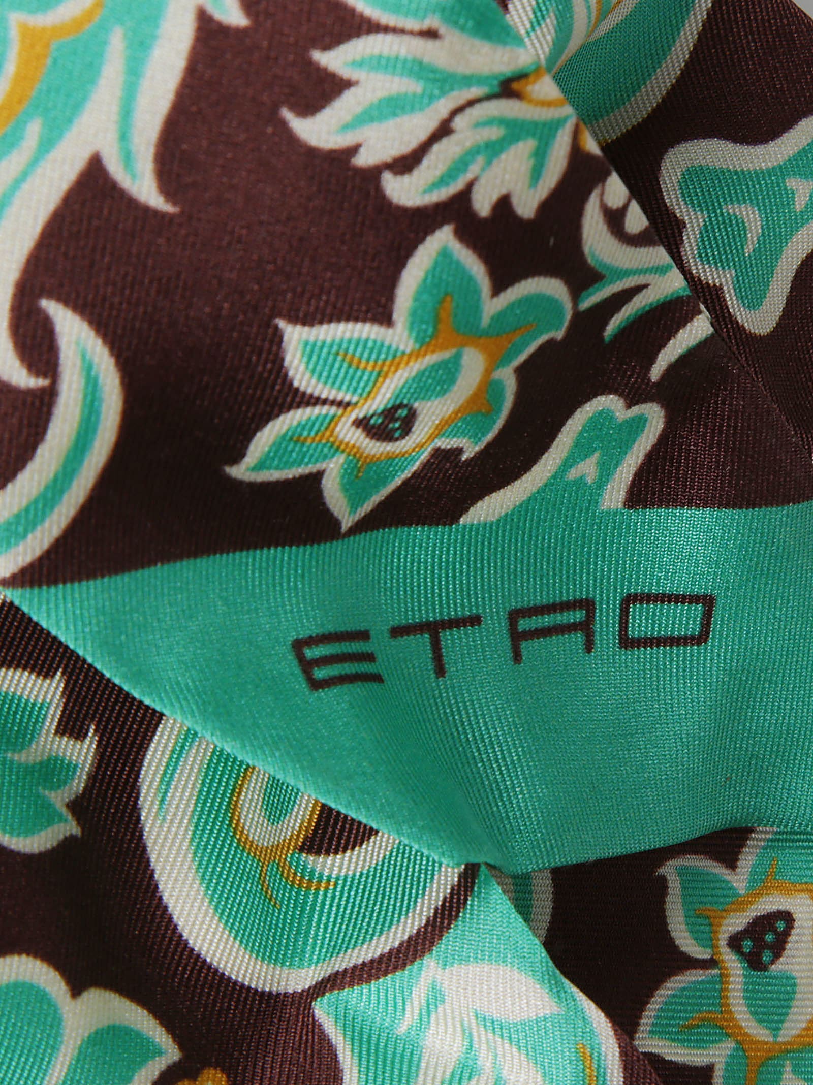 Shop Etro Logo Floral Scarf In Green/brown