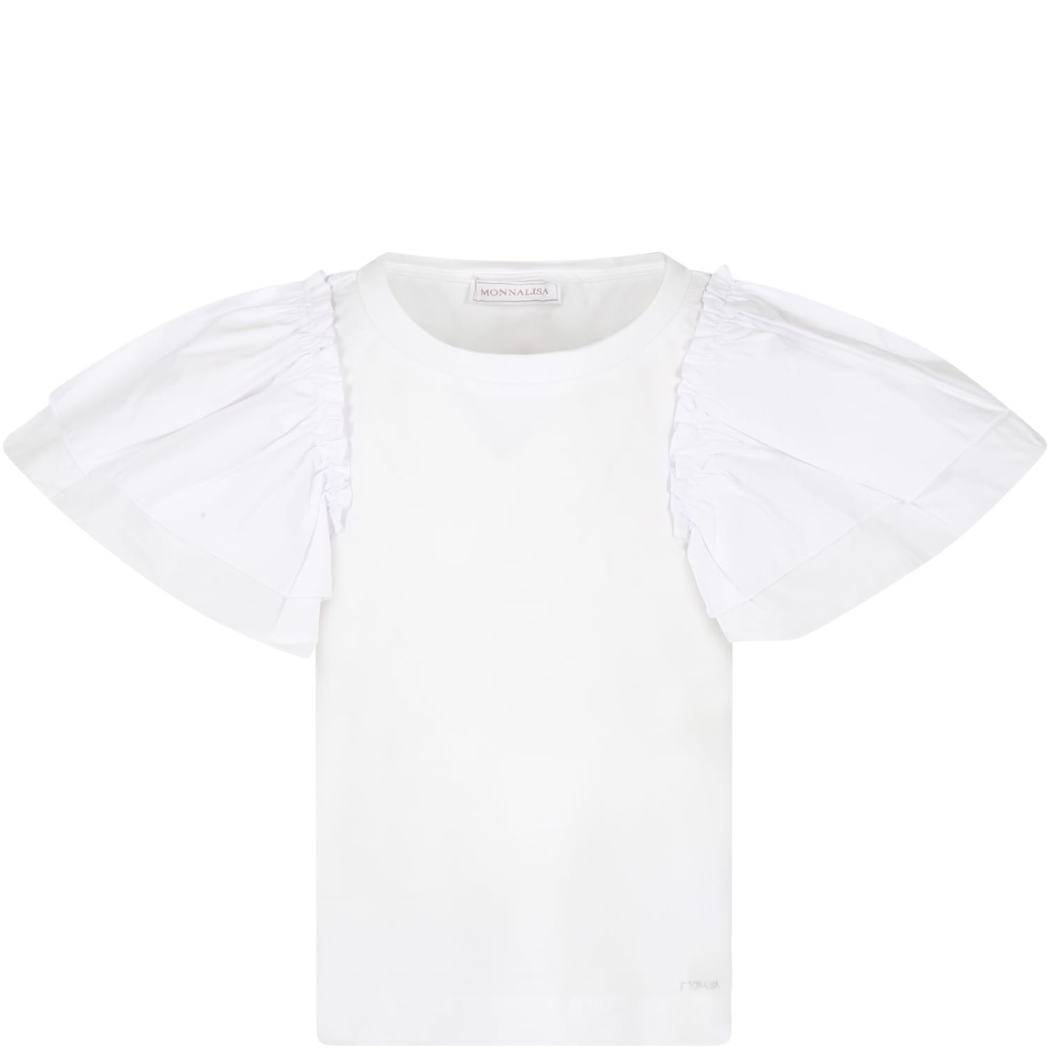 Monnalisa White T-shirt For Girl With Logo