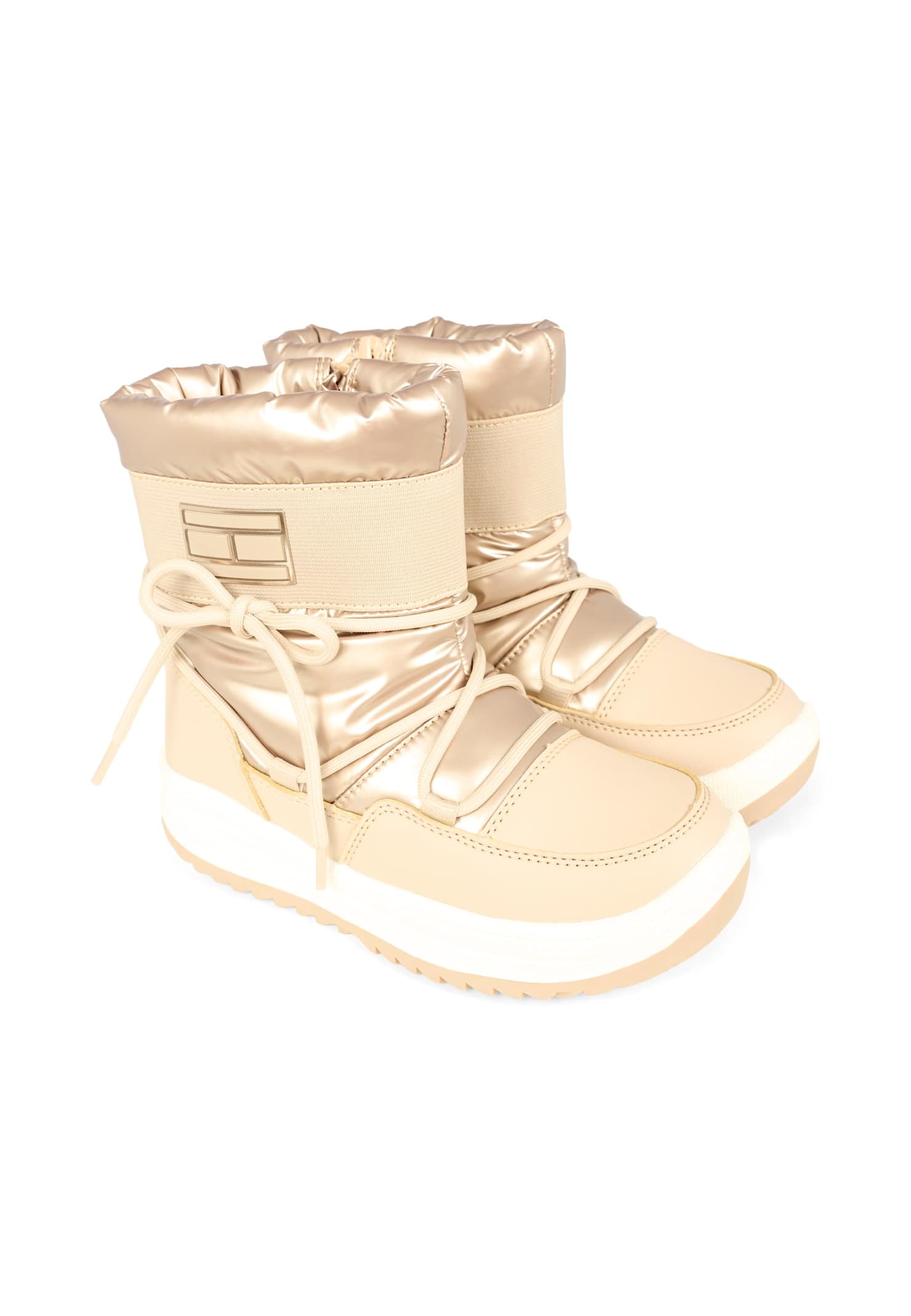 Tommy Hilfiger Pink Snow Boots For Girl With Flag In Neutral