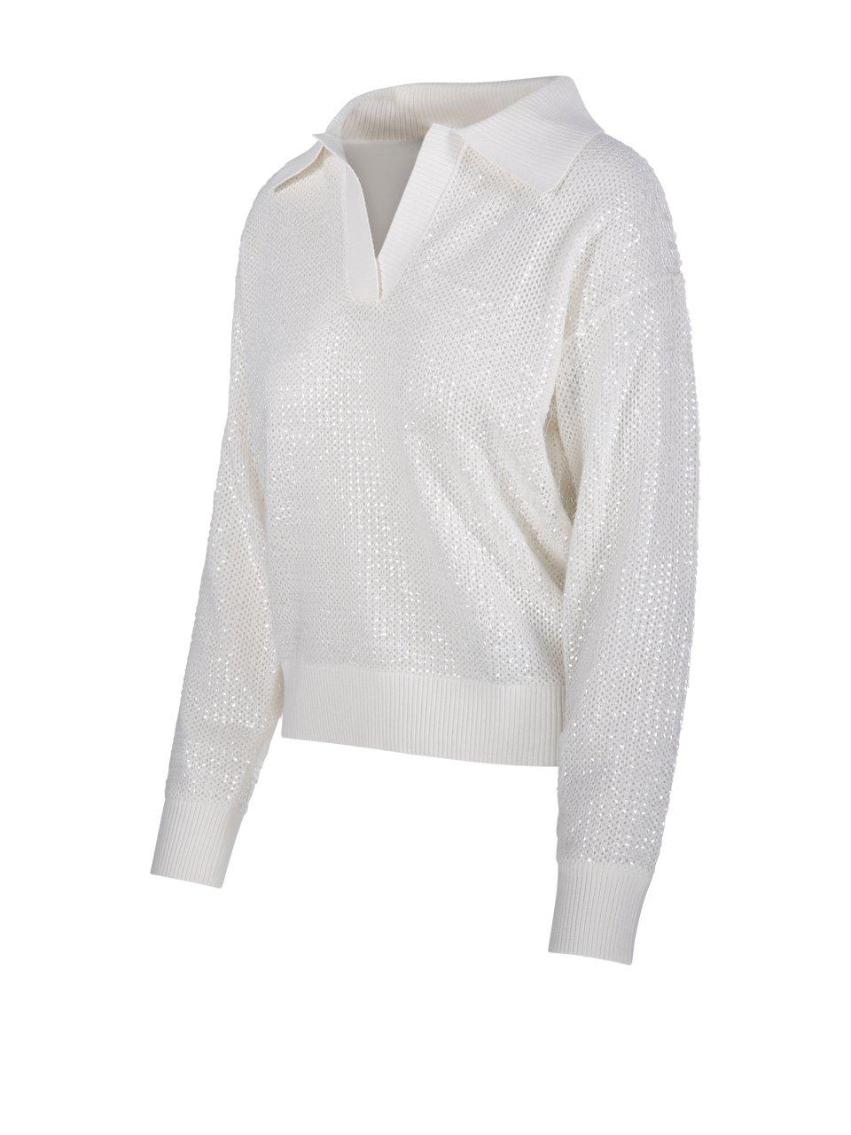P.a.r.o.s.h Parosh Sequin Sweater In Cream