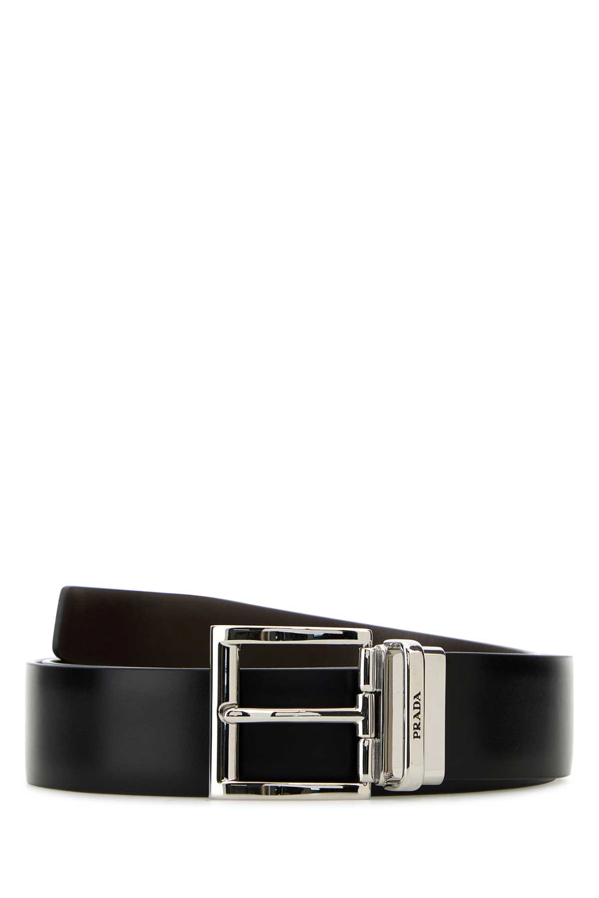 Prada Black Leather Reversible Belt