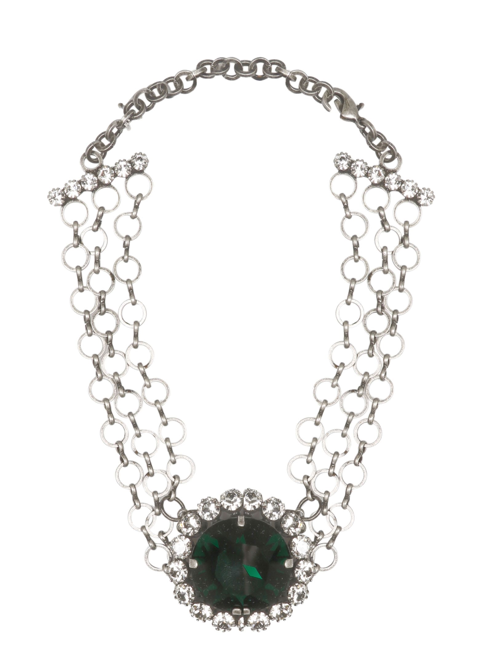 Alessandra Rich Chain Choker With Round Crystal