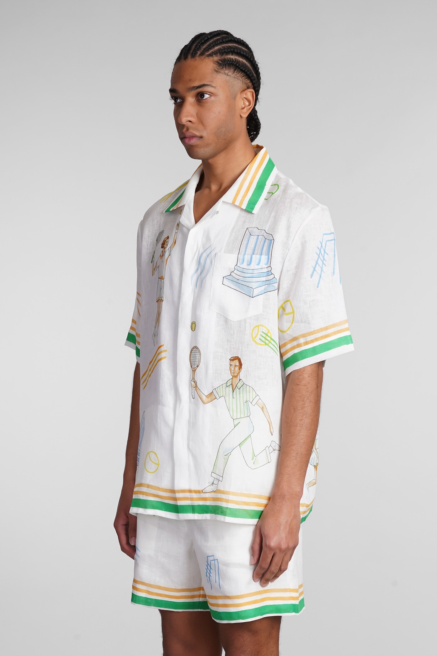 Shop Casablanca Shirt In Beige Linen