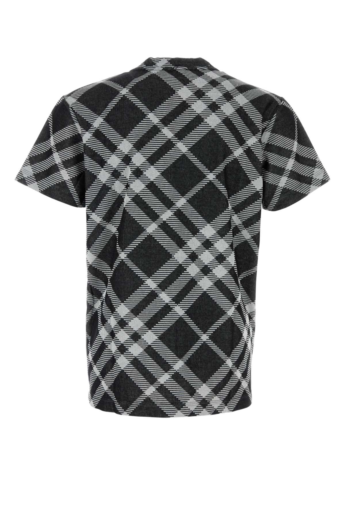 Shop Burberry Printed Stretch Cotton Blend T-shirt In Blackwhite