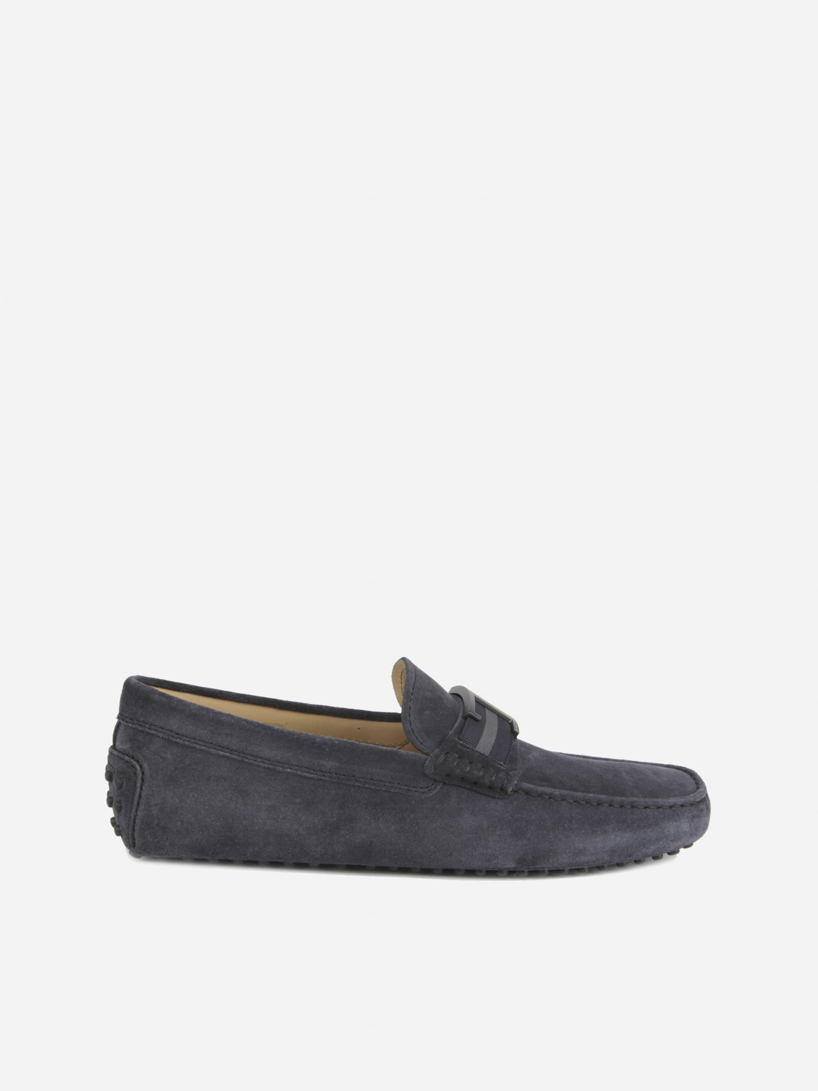 Tods Suede Loafers With Metal Monogram