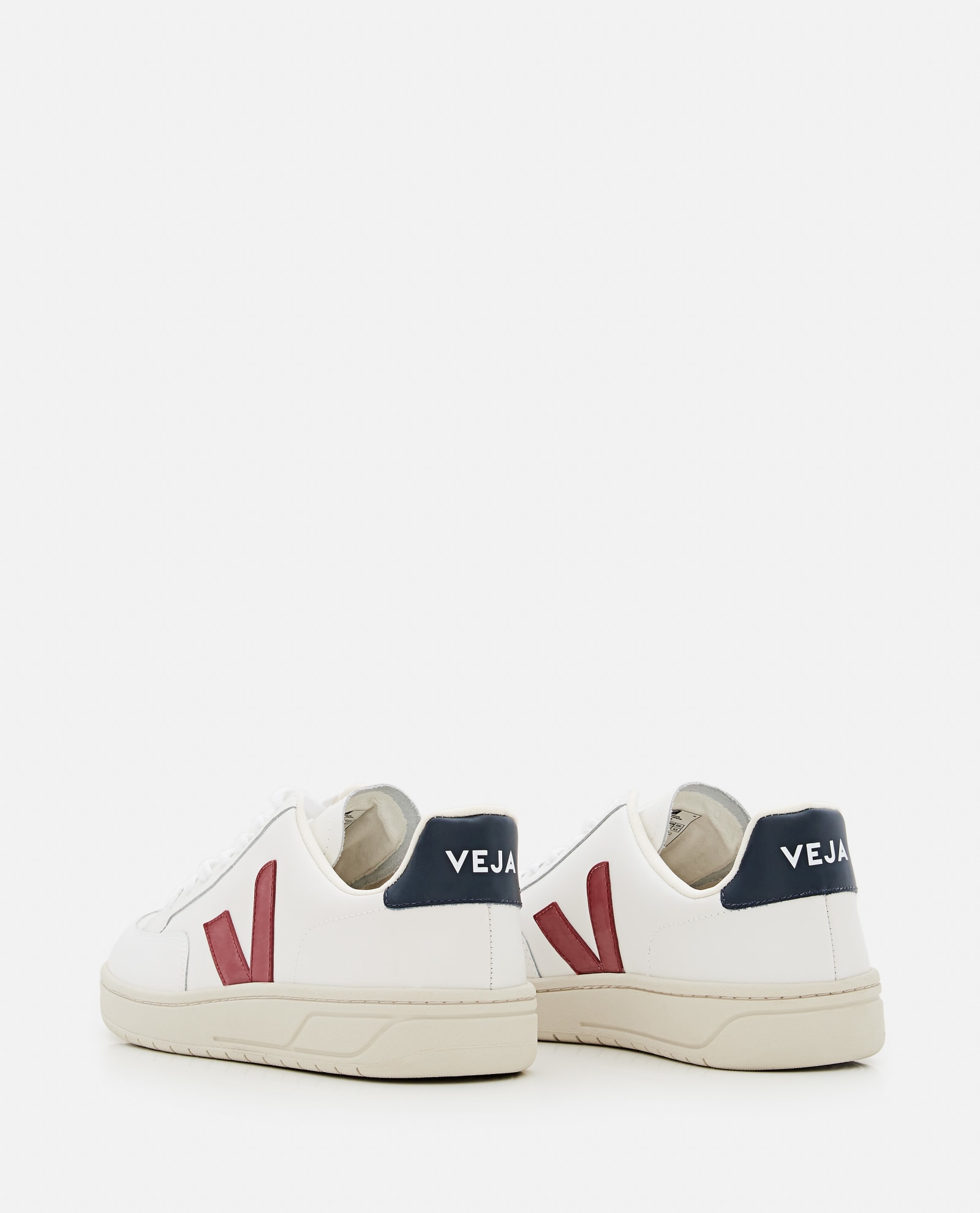 Veja Extra White Marsala And Navy Leather V - 12 Sneakers In White
