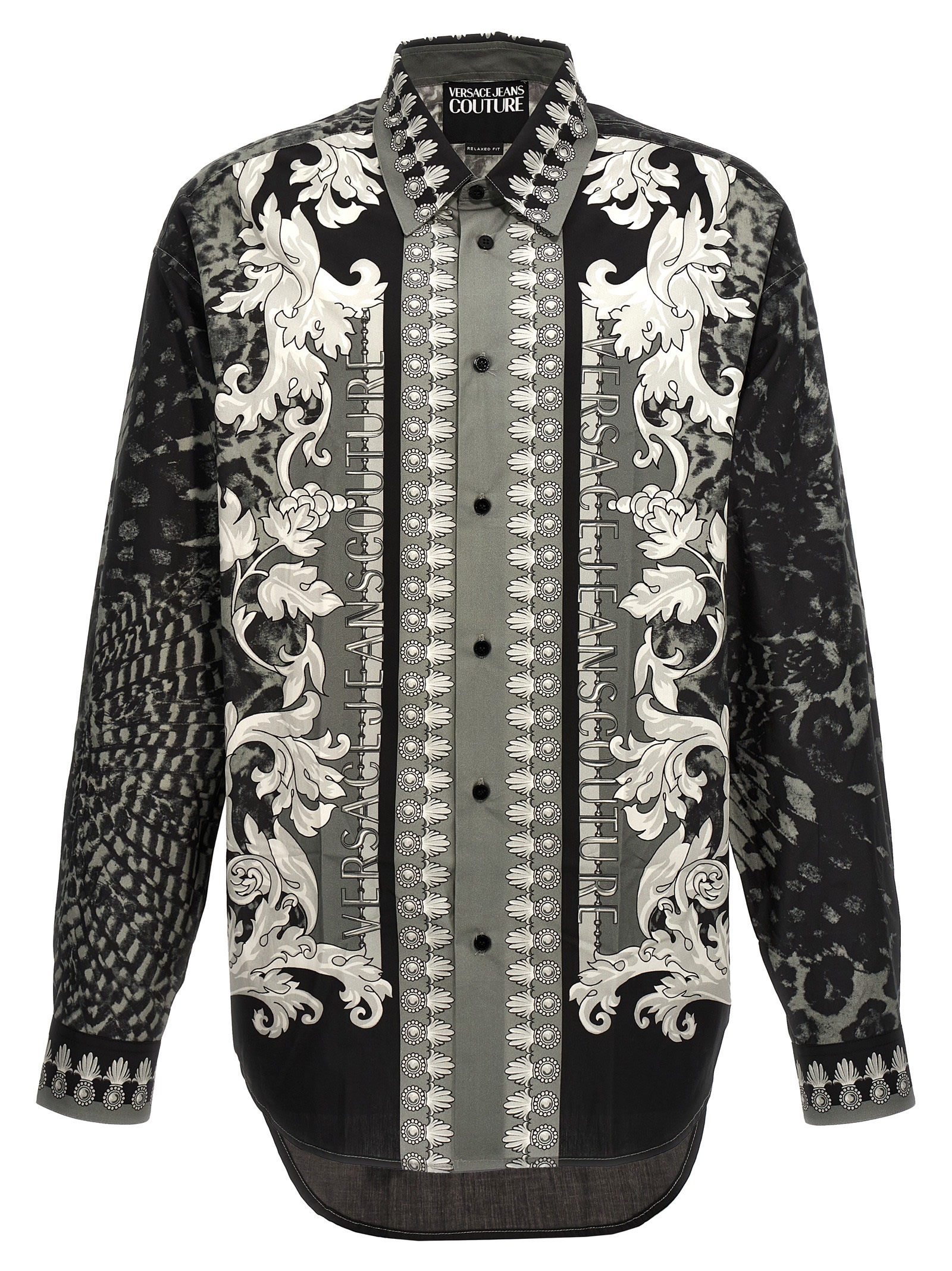 Shop Versace Jeans Couture Printed Shirt In White/black