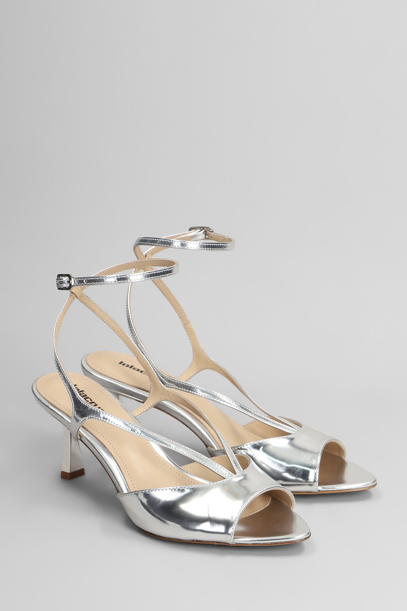 Lola Cruz Streep 65 Sandals In Silver Leather In Silver