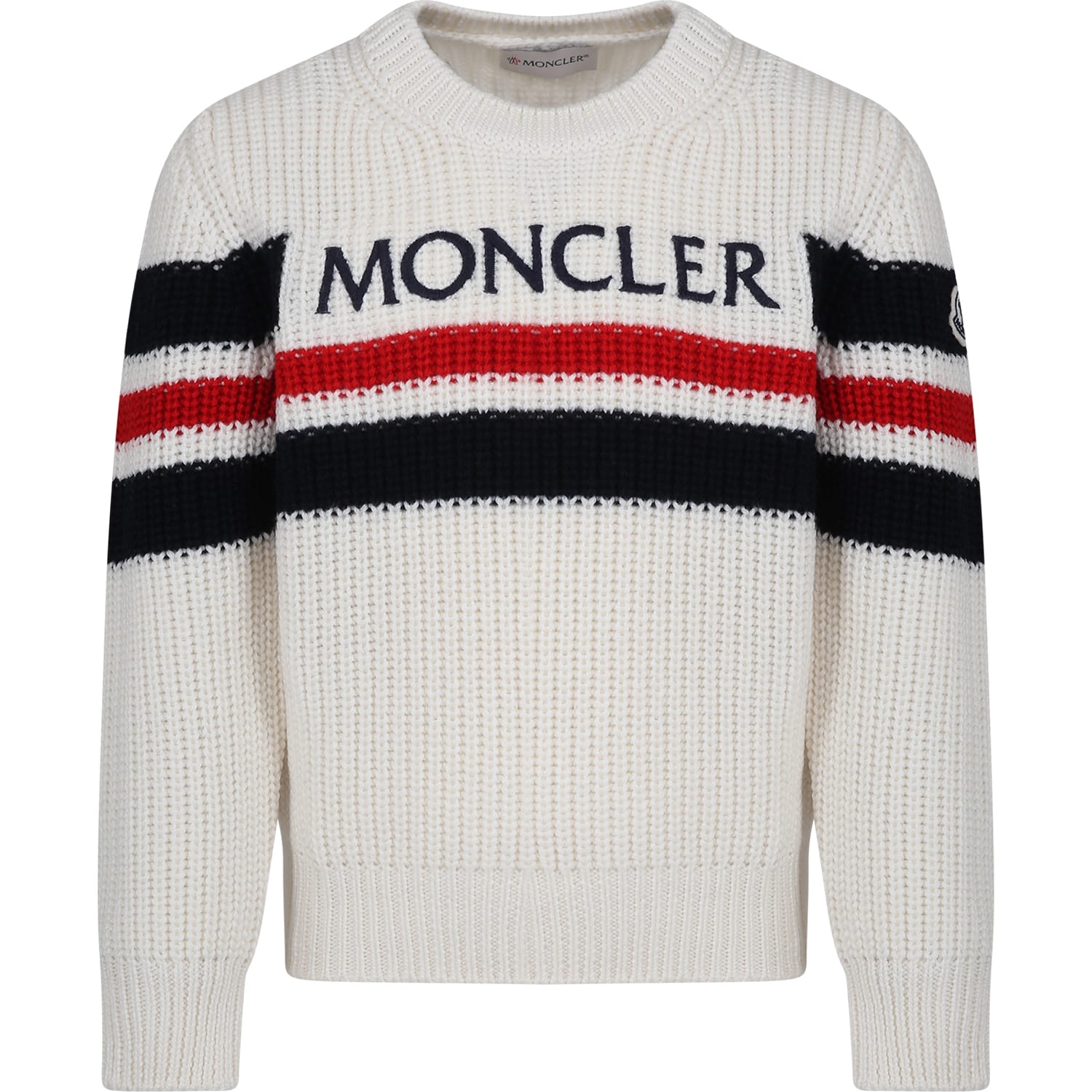 Moncler Kids' Ivory Sweater For Boy With Logo