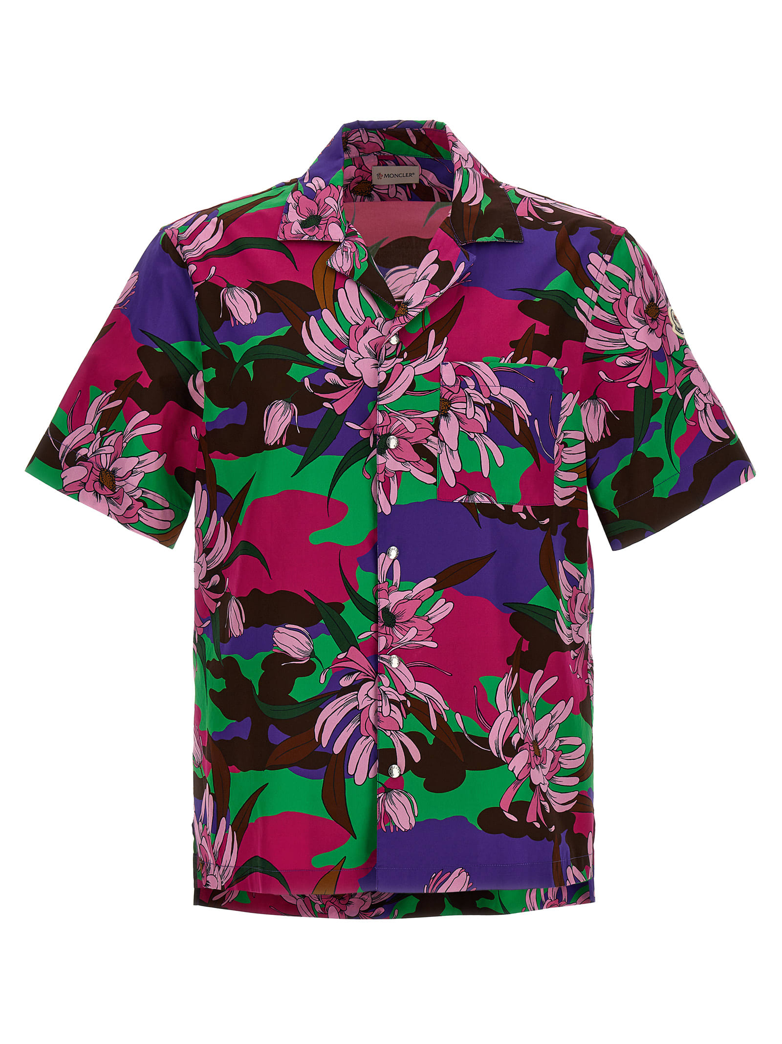 Shop Moncler All Over Print Bowling Shirt In Multicolor