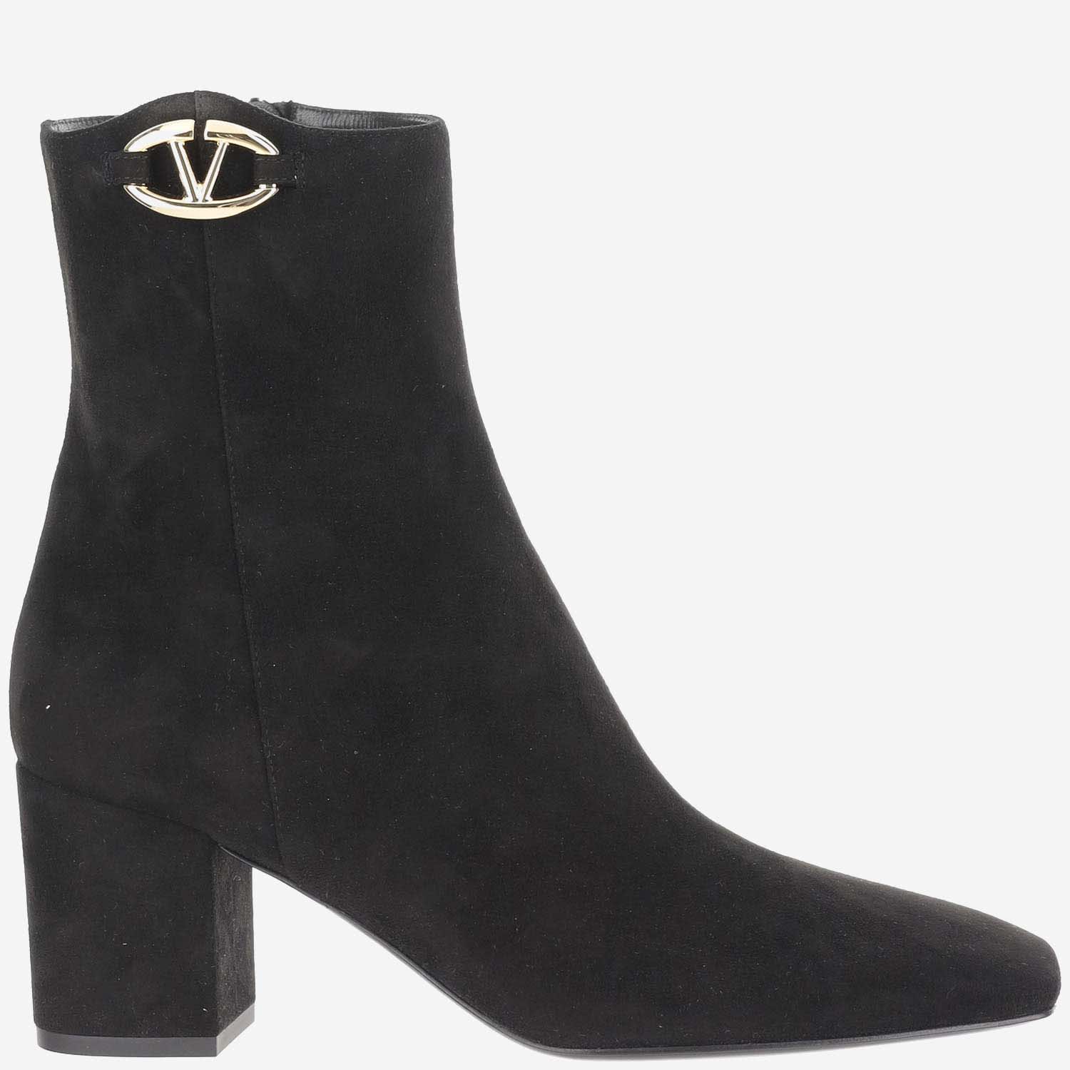 Shop Valentino Vlogo The Bold Edition Suede Ankle Boot In Black