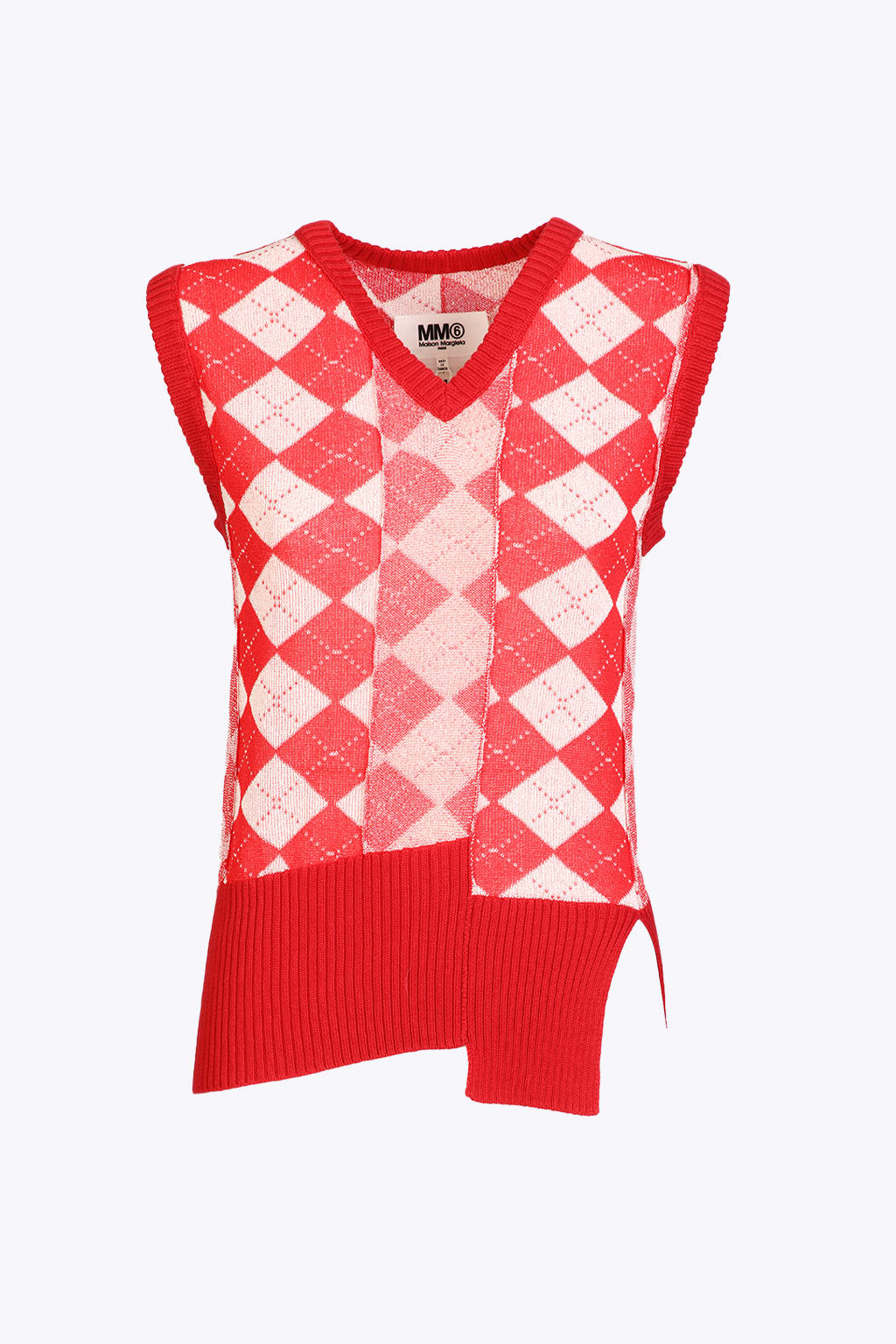 MM6 MAISON MARGIELA PULLOVER RED CHECKED KNITTED VEST