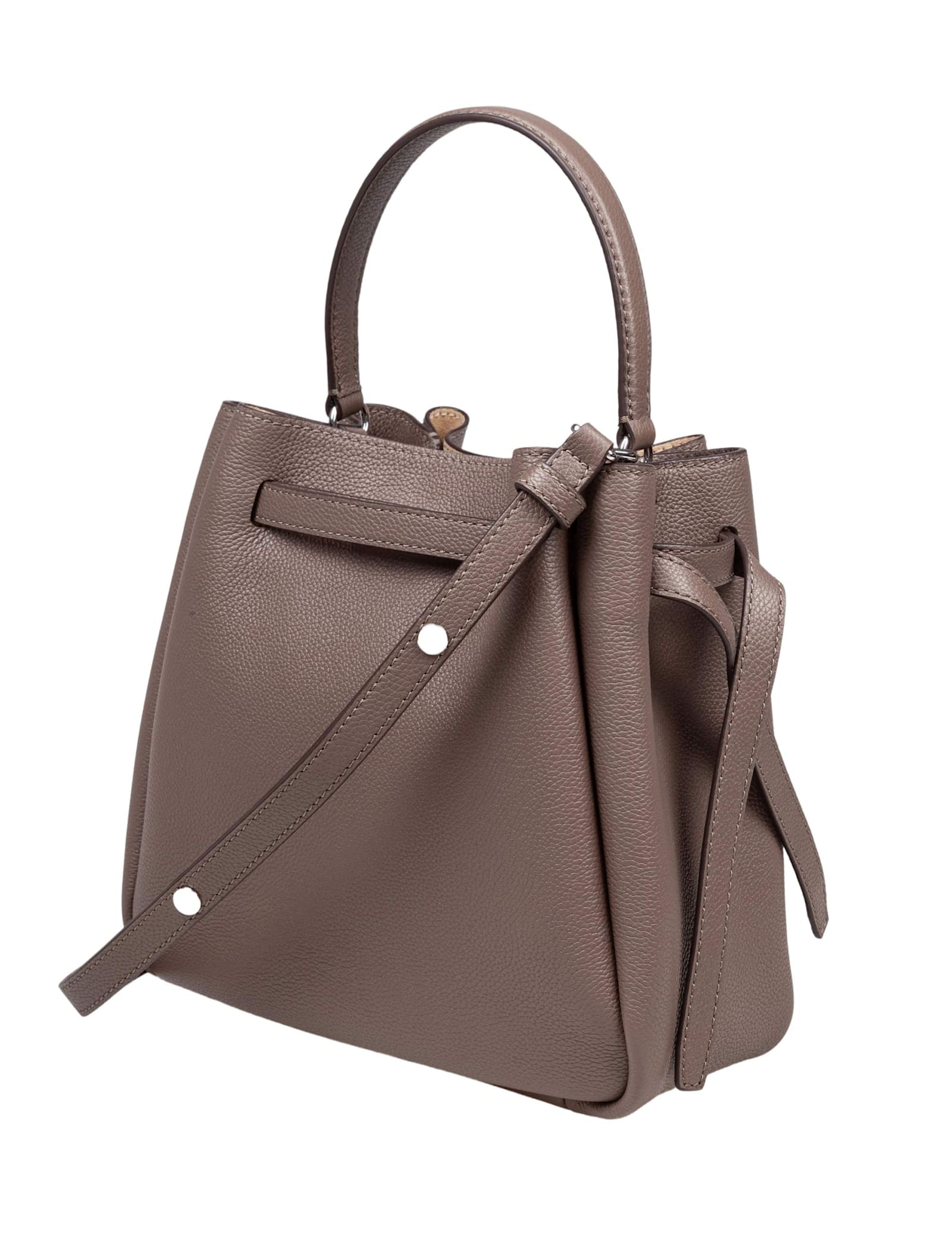 Tory Burch Romy Hammered Leather Bucket Bag In Wild Mushroom In Brown