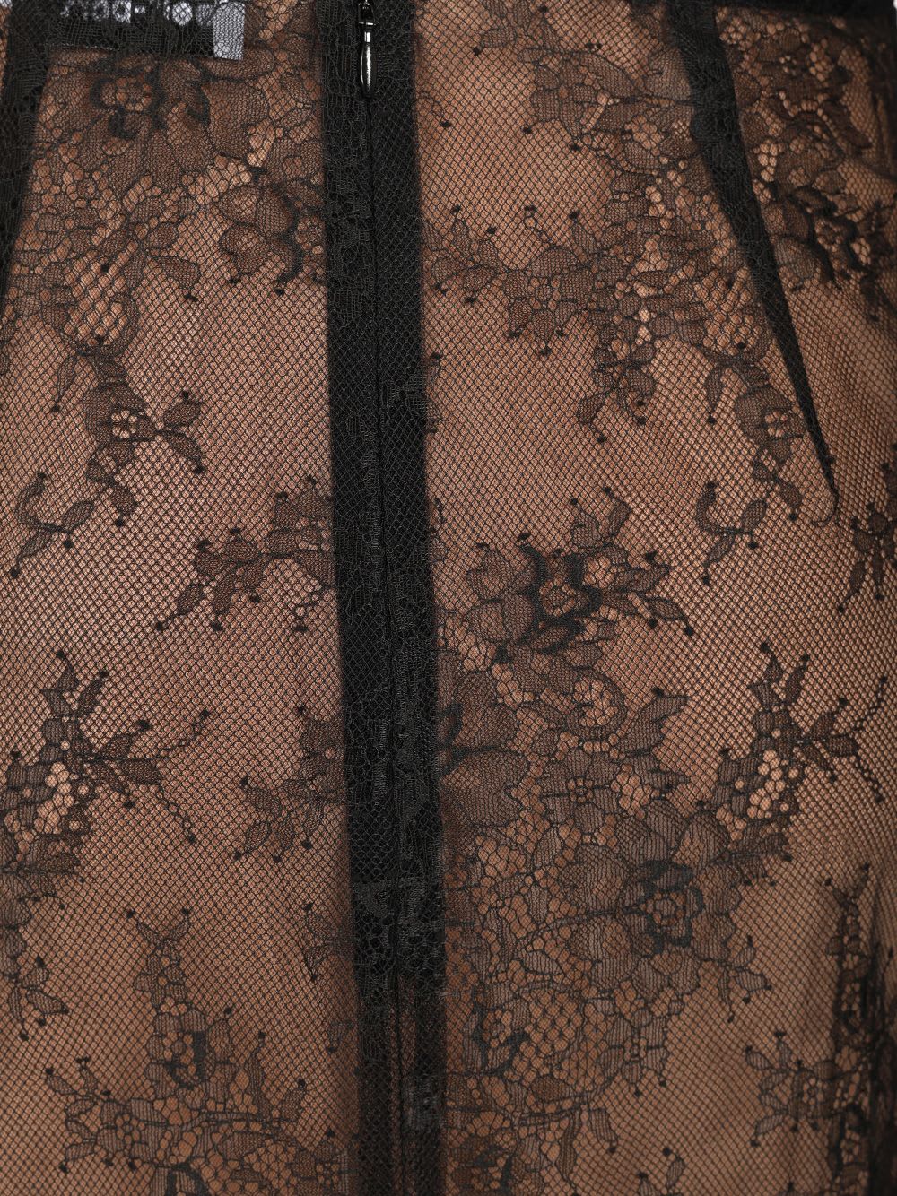 Self-portrait Lace Overlay Sheer Midi Skirt With Slit