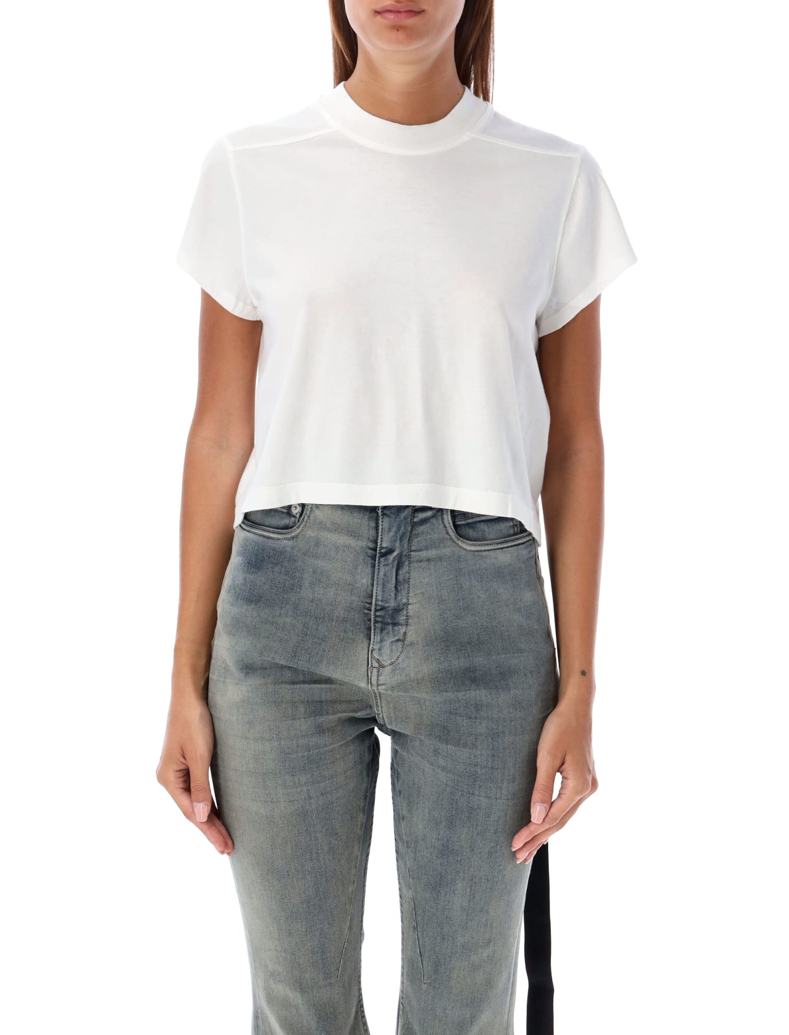 Shop Drkshdw Cropped Small Level T-shirt In Milk