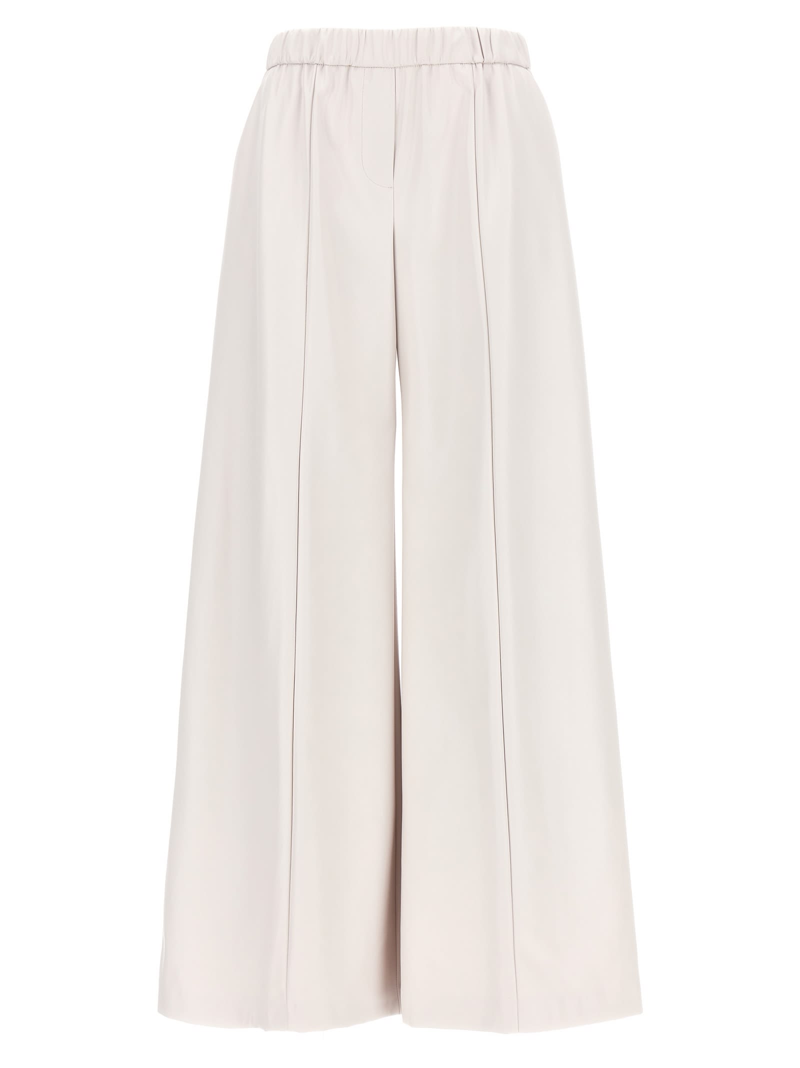 Shop Nude Faux Leather Trousers In White