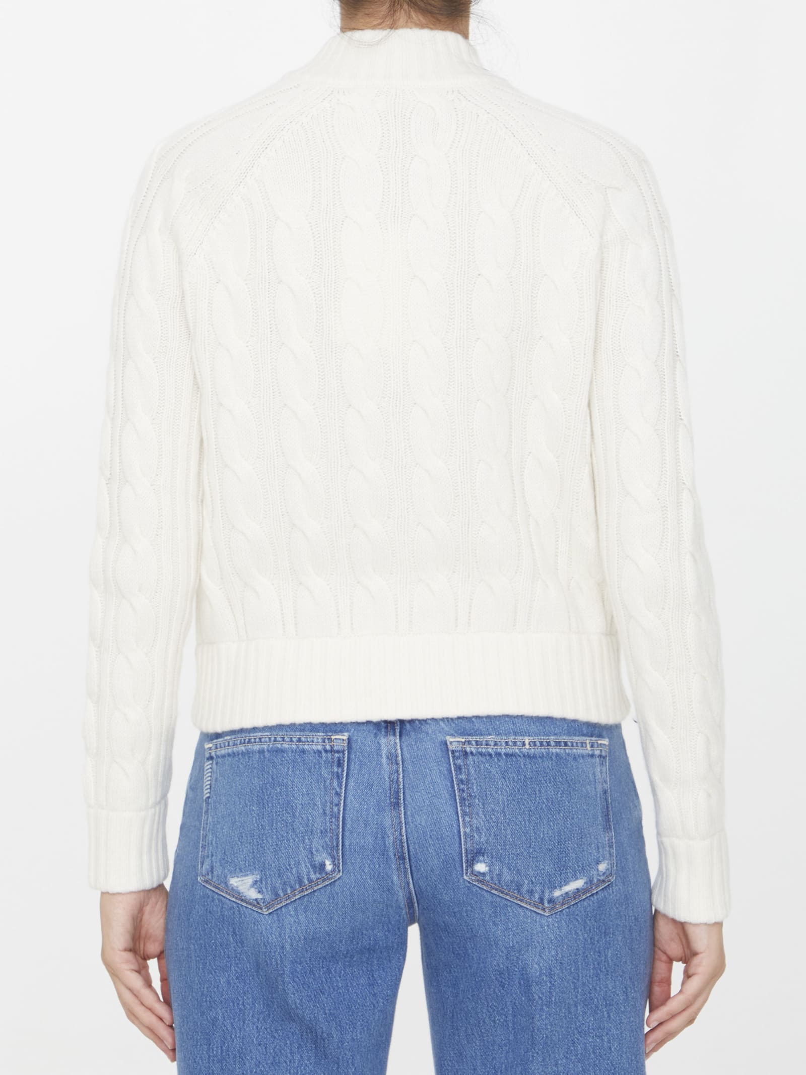 Shop Max Mara Armanda Zipup Jumper In White