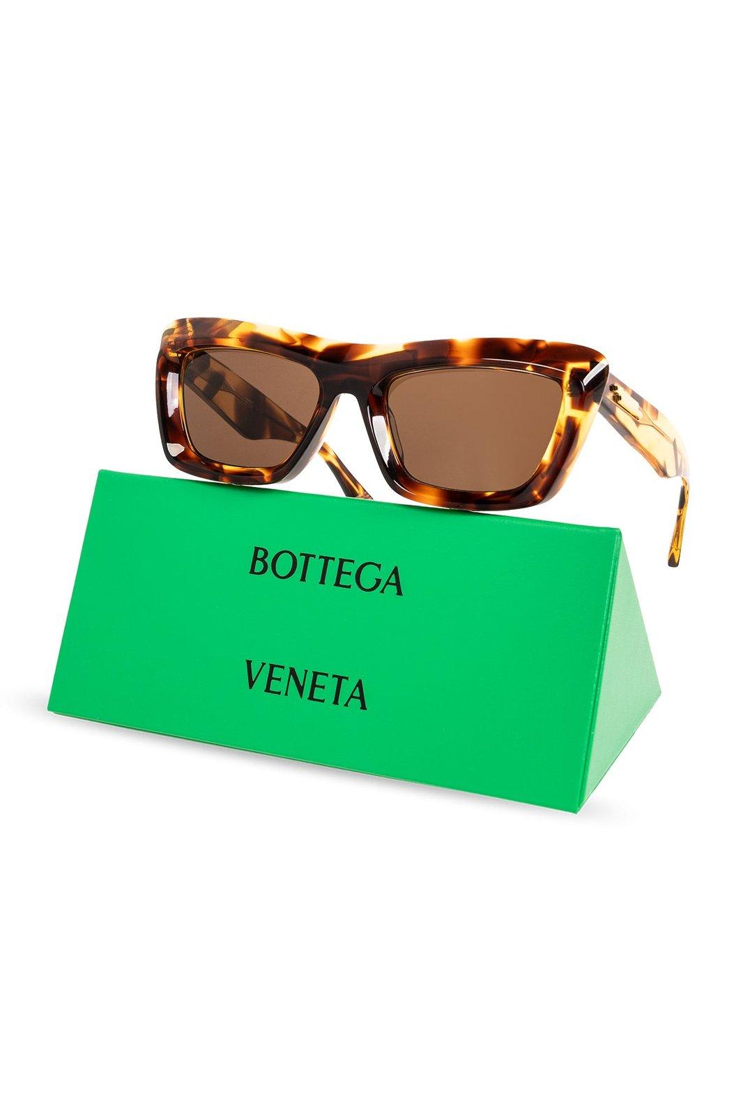 Shop Bottega Veneta Square Frame Sunglasses In Brown