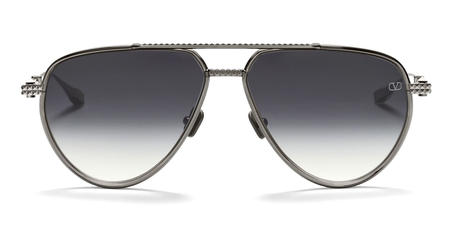 Shop Valentino V-stud Ii - Black Rhodium Sunglasses In Grey