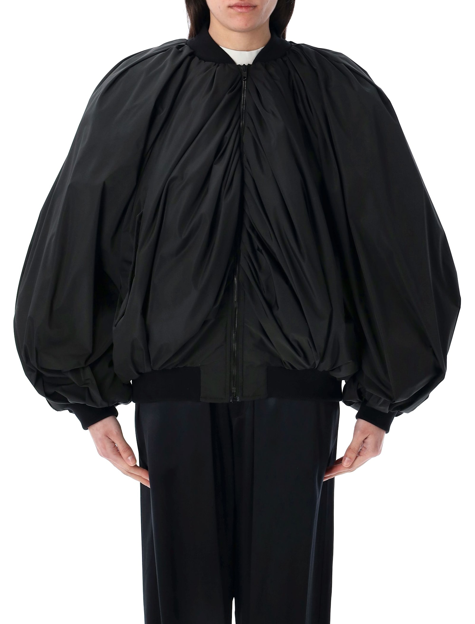 Balenciaga Draped Bomber In Black