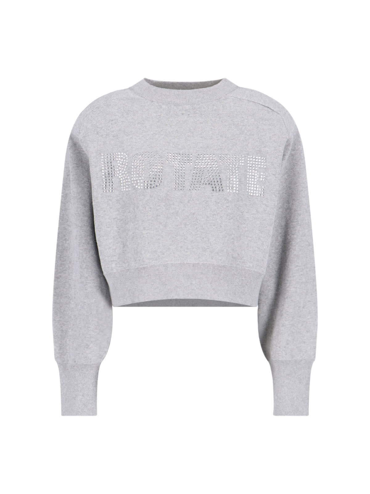 Shop Rotate Birger Christensen Logo Cropped Sweatshirt In Gray