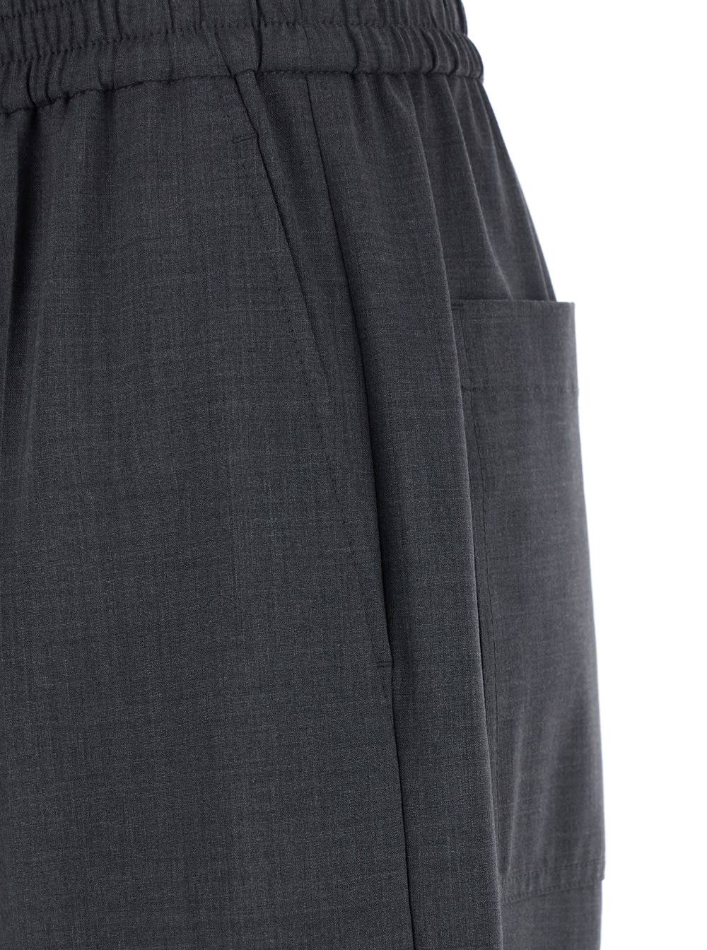 Brunello Cucinelli Grey Pants With Elastic Waist In Wool Blend Stretch Woman