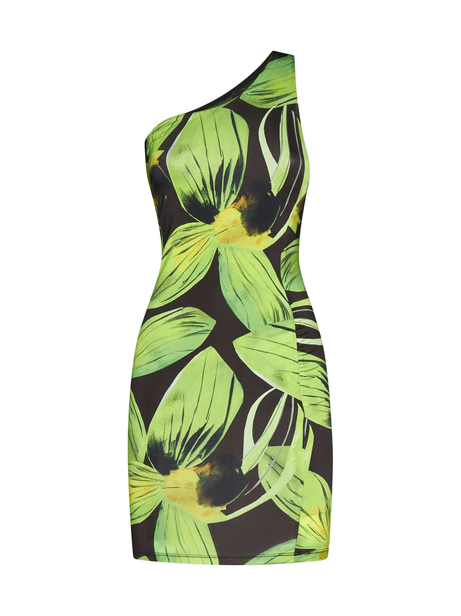Louisa Ballou One-shoulder Printed Stretch-jersey Mini Dress In 000