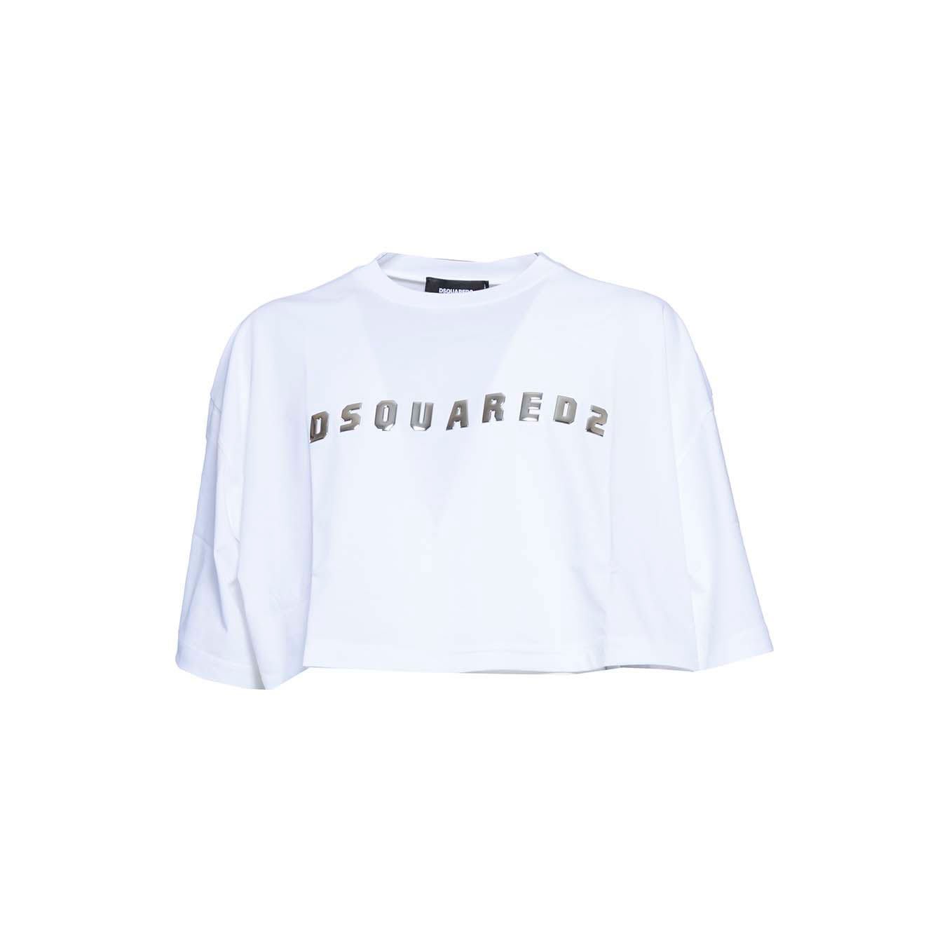 Shop Dsquared2 Cropped Oversize Fit T-shirt In Bianco