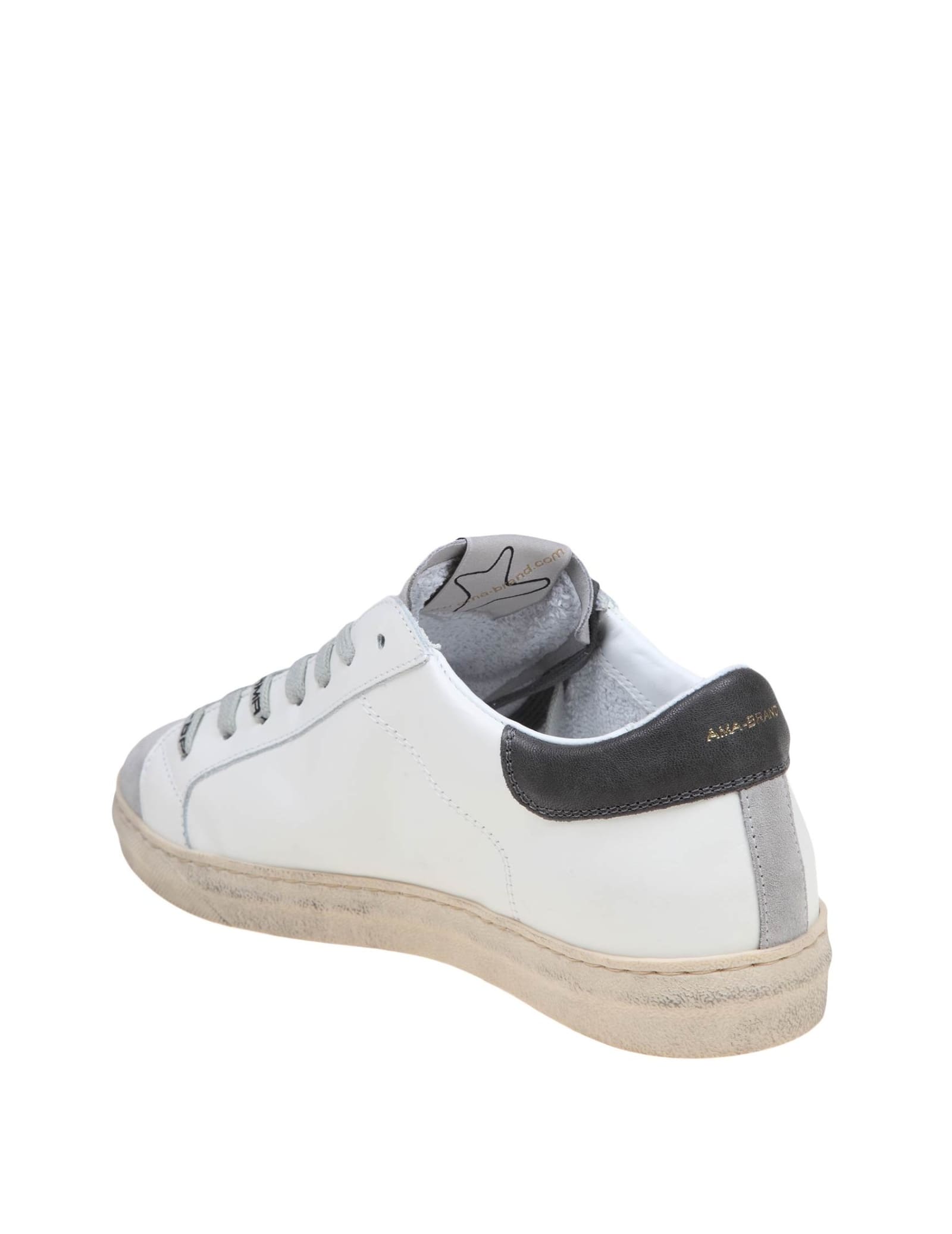 Shop Ama Brand White And Red Leather Sneakers In White/grey